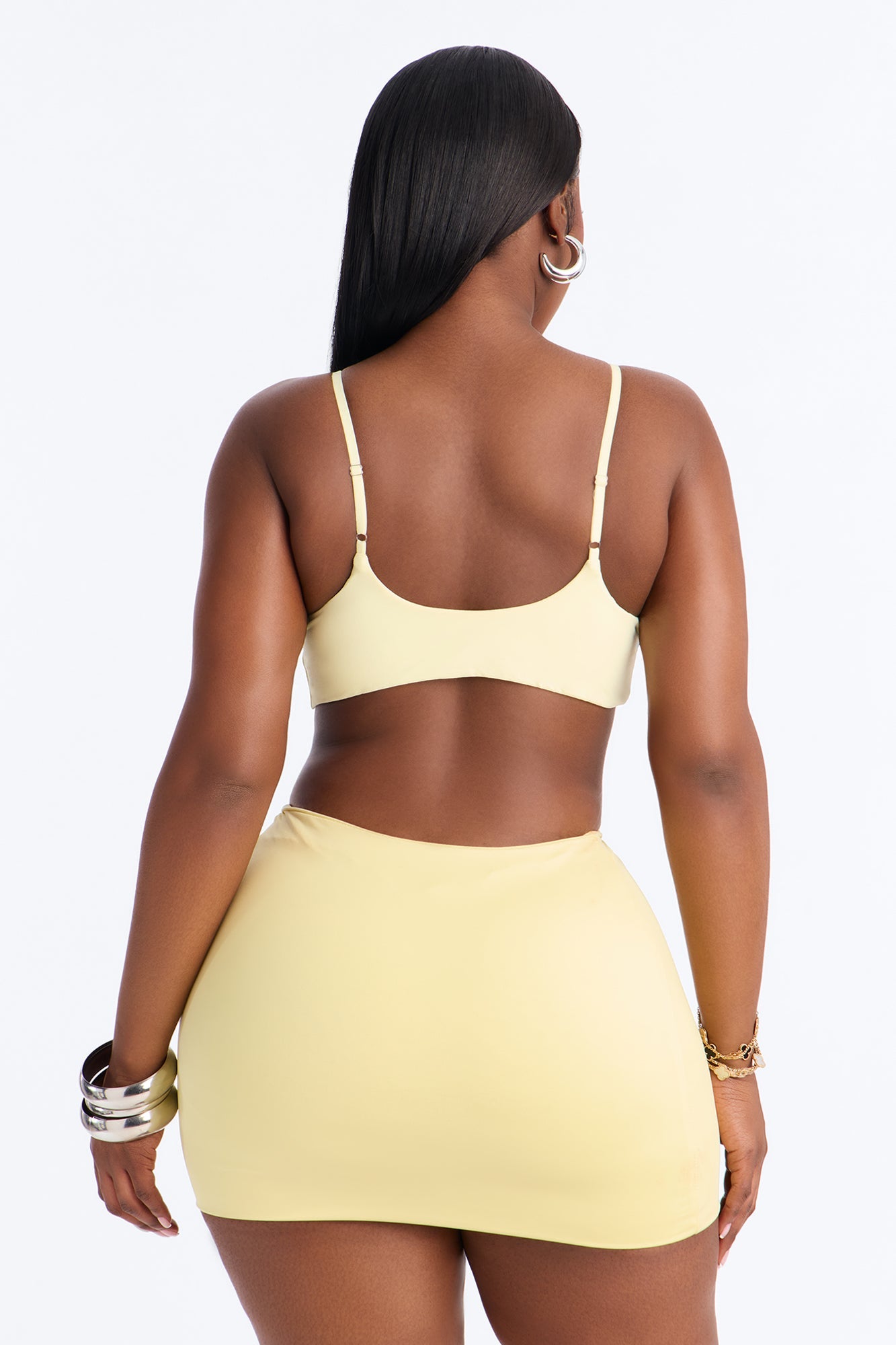Second Skin Scoop Neck Spaghetti Strap Bra Top - Yellow