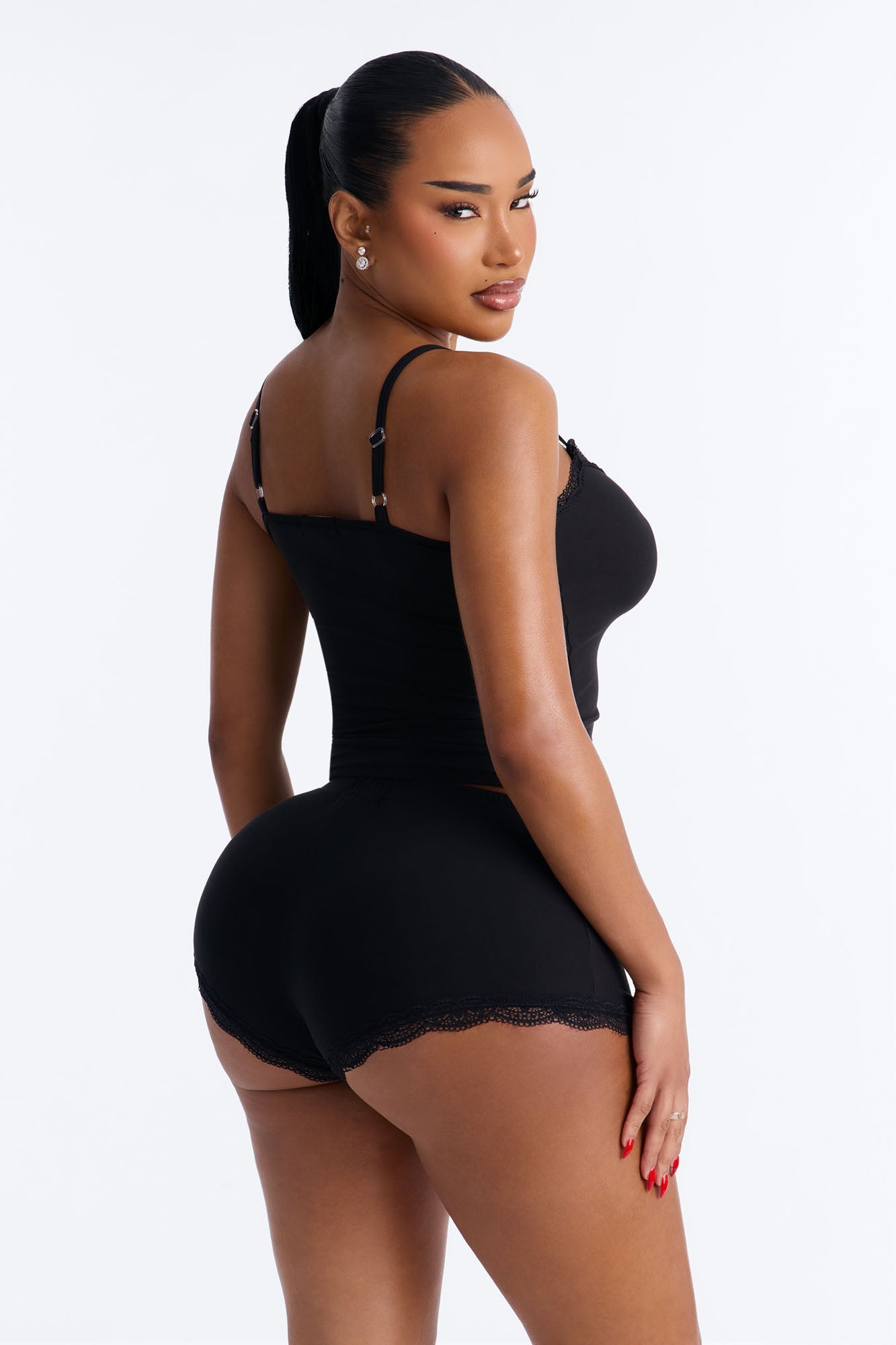 Mrs. Cami & Short PJ Set - Black/Pink