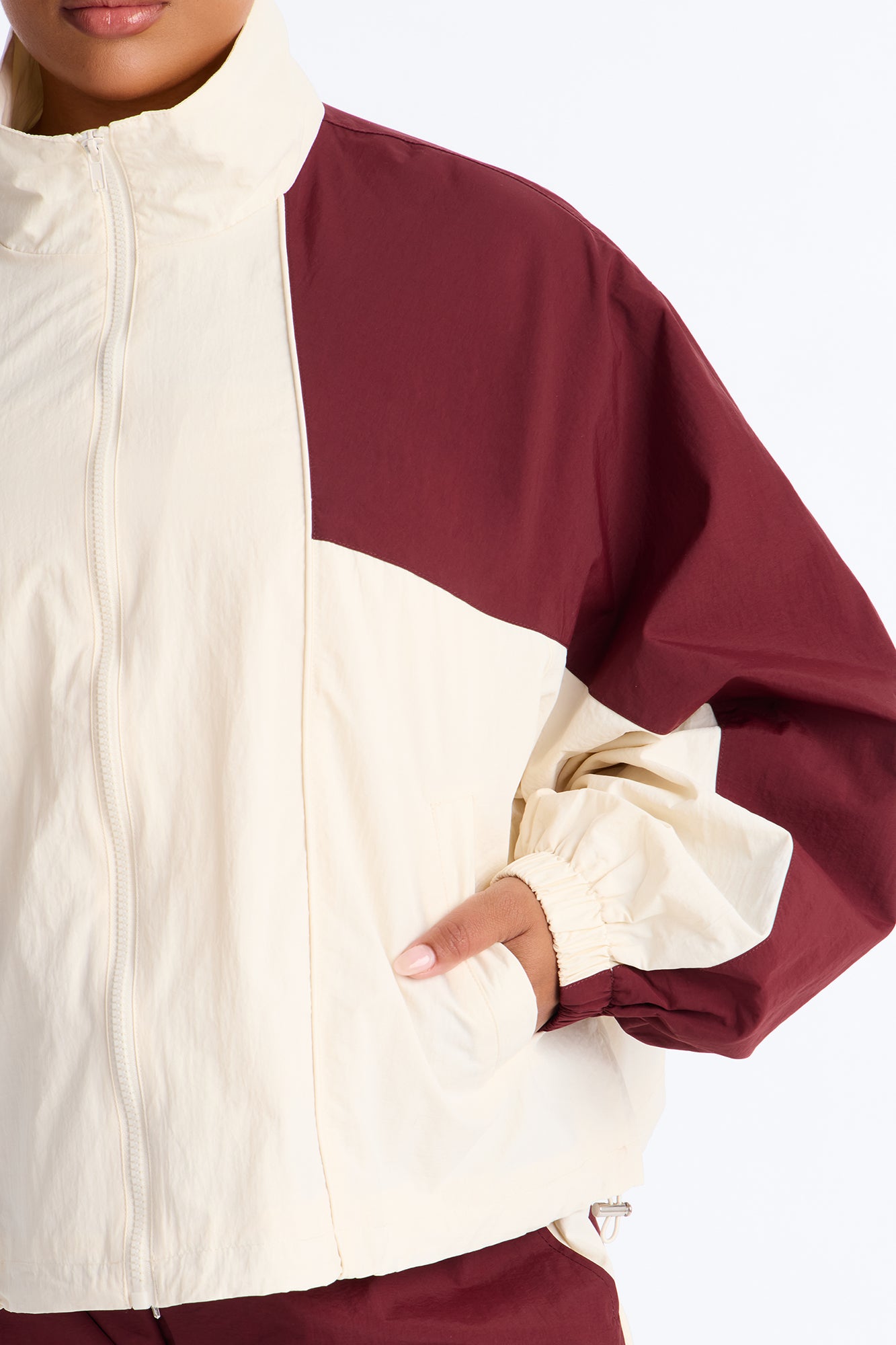 Extra Mile Color Block Windbreaker Jacket - Burgundy