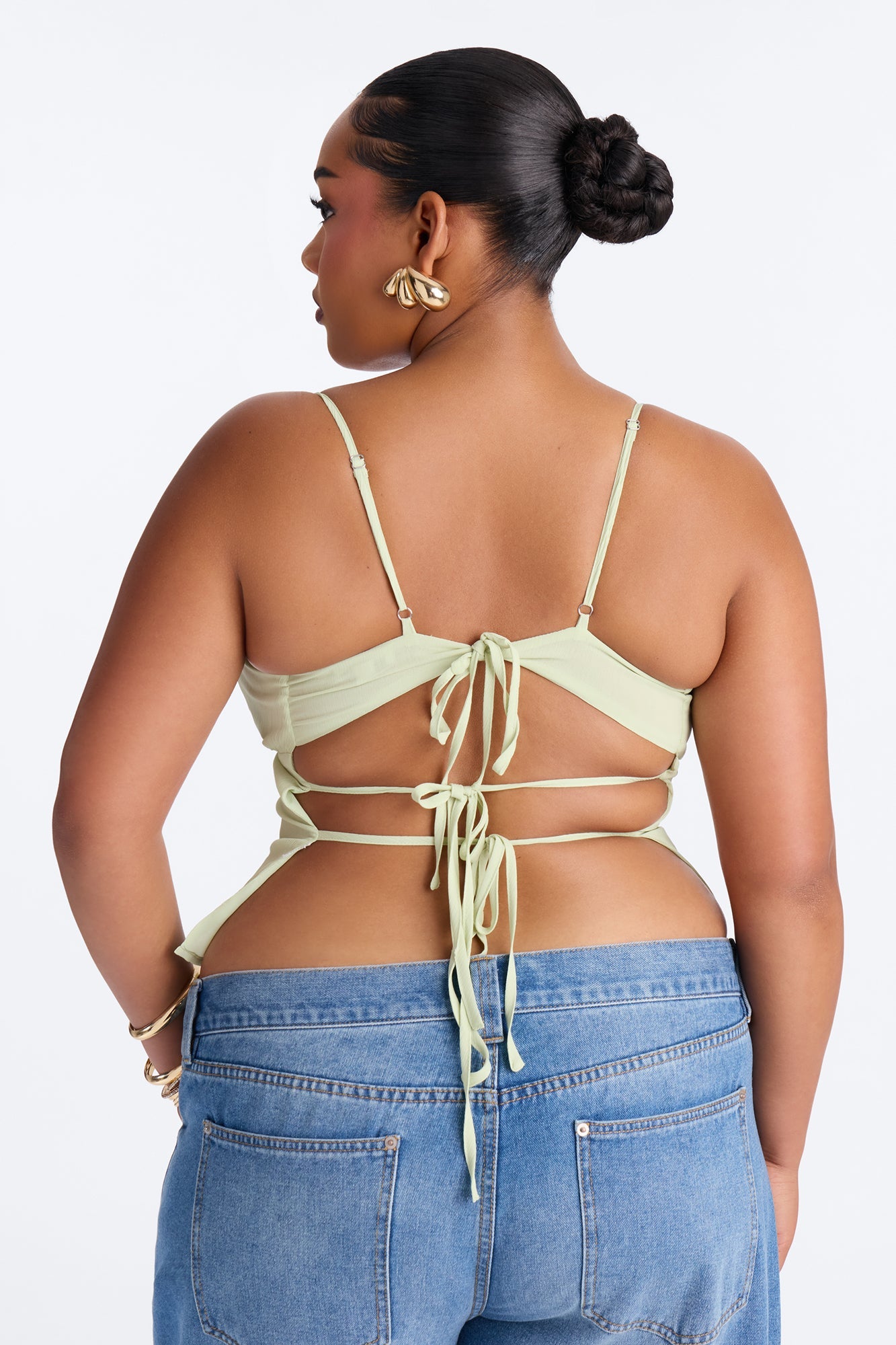 Lemonade Lips Embroidered Chiffon Top - Green