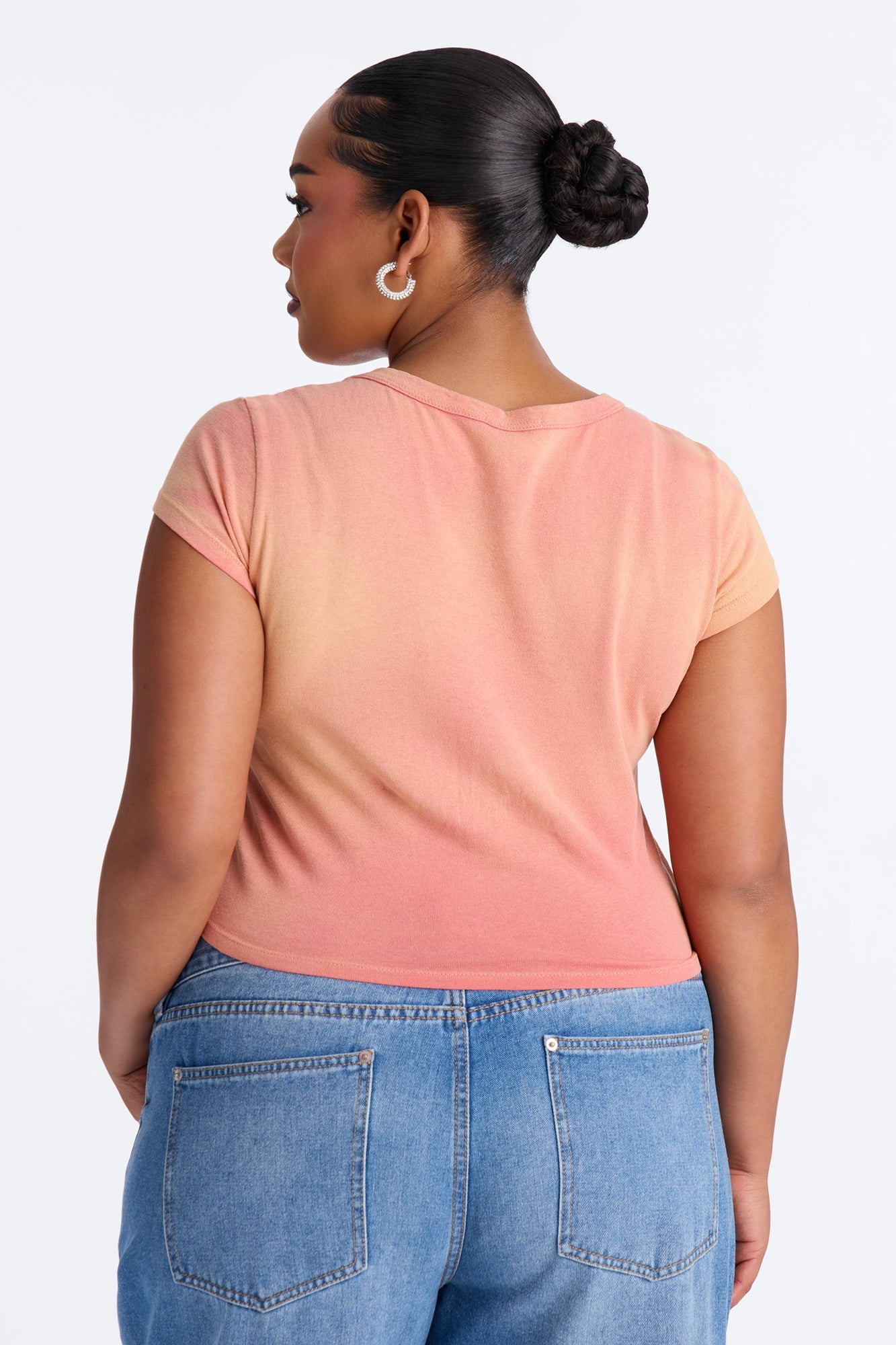 Don't Give A Fuck Washed Baby Tee - Peach