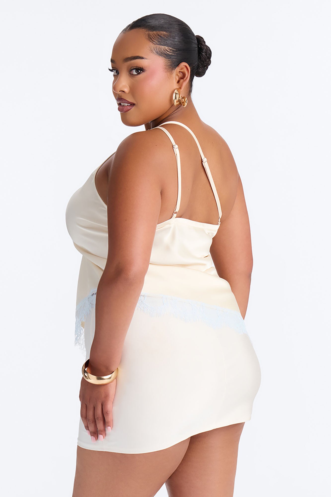 Summer's Little Secret Lace Trim Satin Top - Butter Yellow