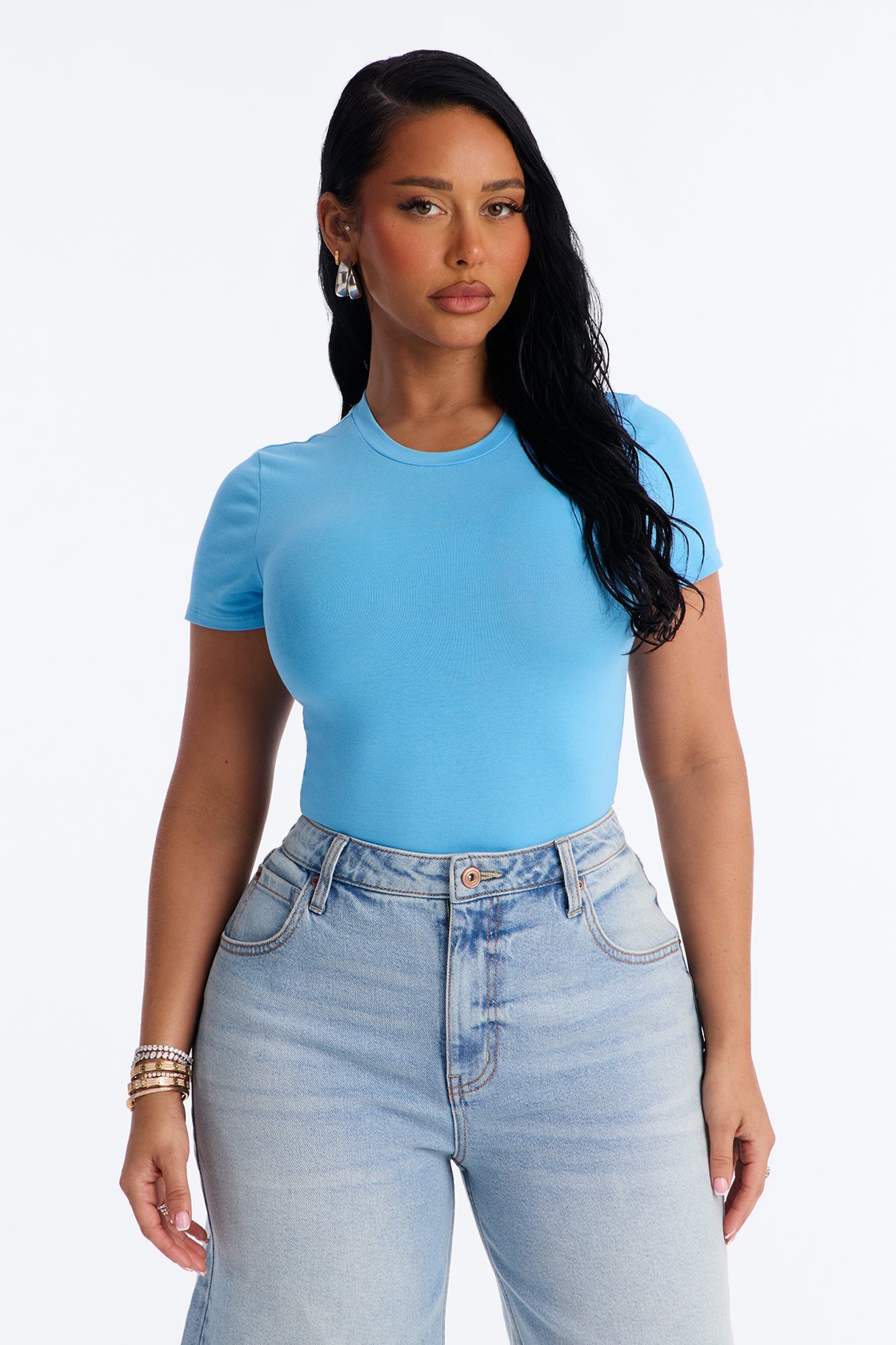 Cambria Short Sleeve Bodysuit - Light Blue