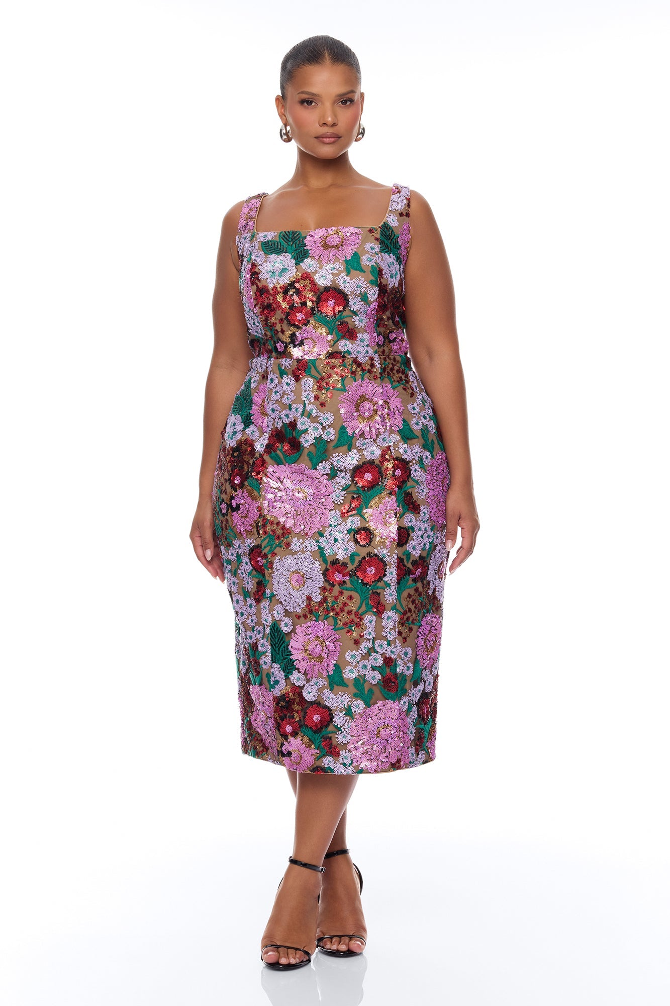 Mollory Mesh Embroidered Midi Dress - Purple/combo