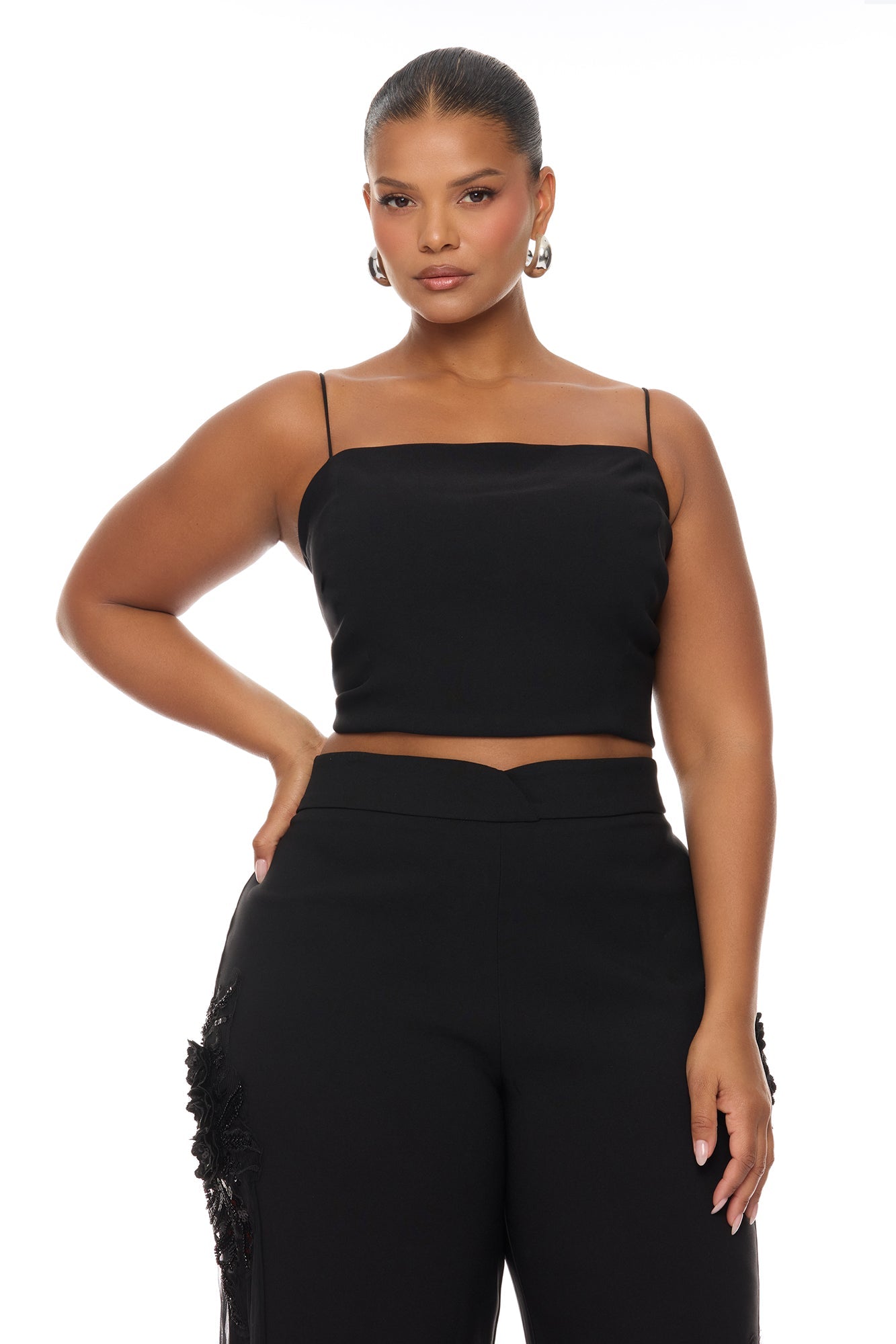 Sweet Serenity Embroidered Pant Set - Black