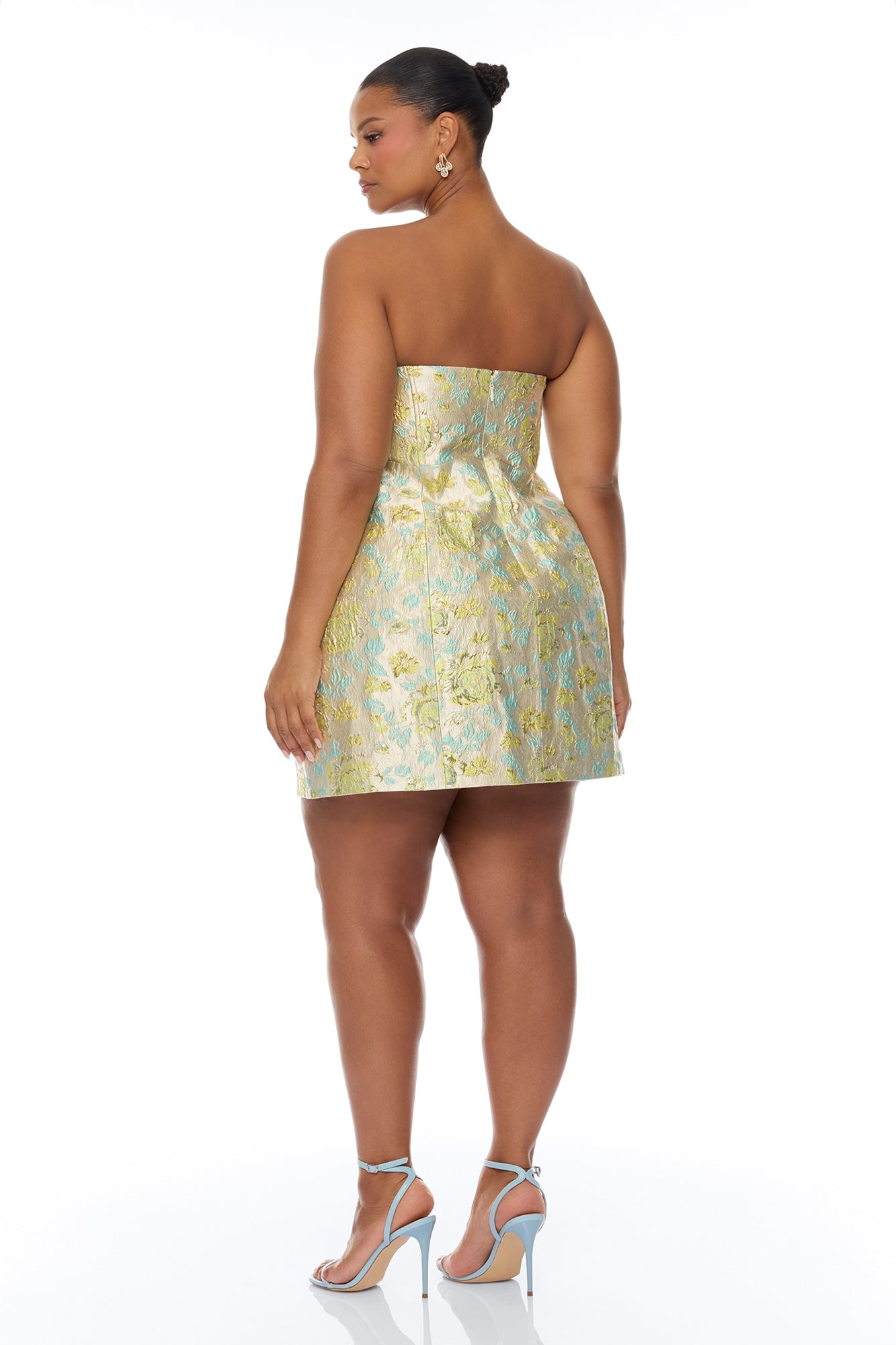 Denise Pearl Jacquard Mini Dress - Yellow/combo