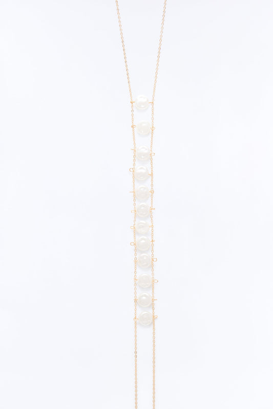 Pearly Pebbles Body Chain - White/Gold