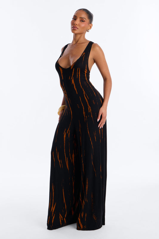 Rileigh Tie Dye Wide Leg Jumpsuit - Rust