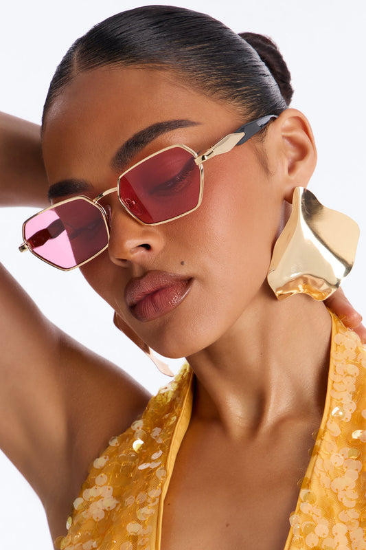 Abbot Kinney Blvd Sunglasses - Gold/Pink