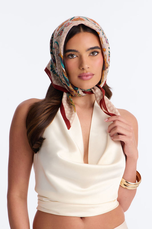 Such A Spring Floral Head Scarf - Rust