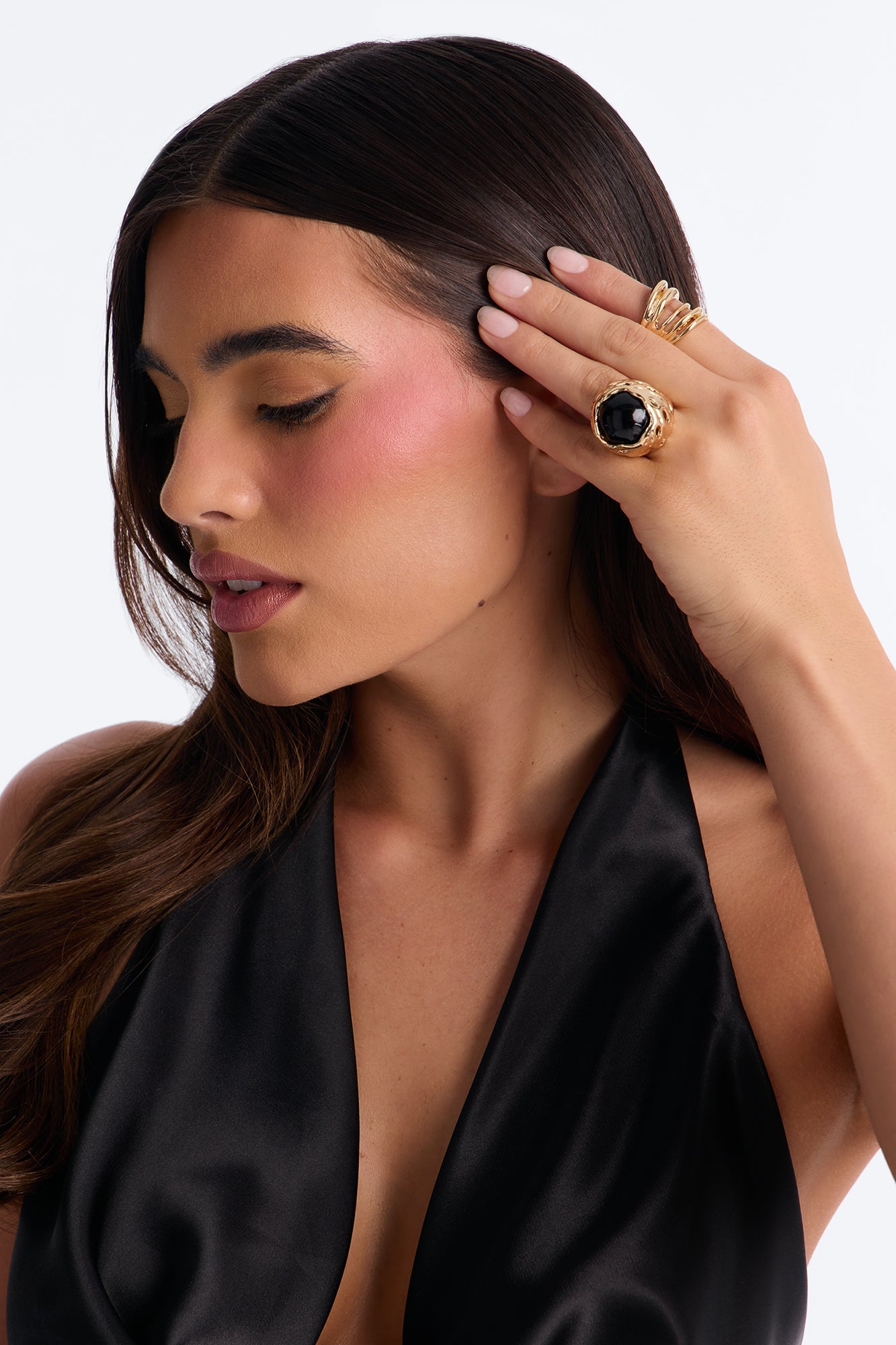 Ophelia 2 Piece Ring Set - Gold/Black