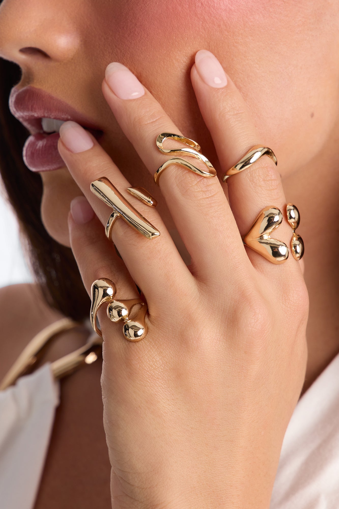 Nothing Matters Abstract 5 Piece Ring Set - Gold