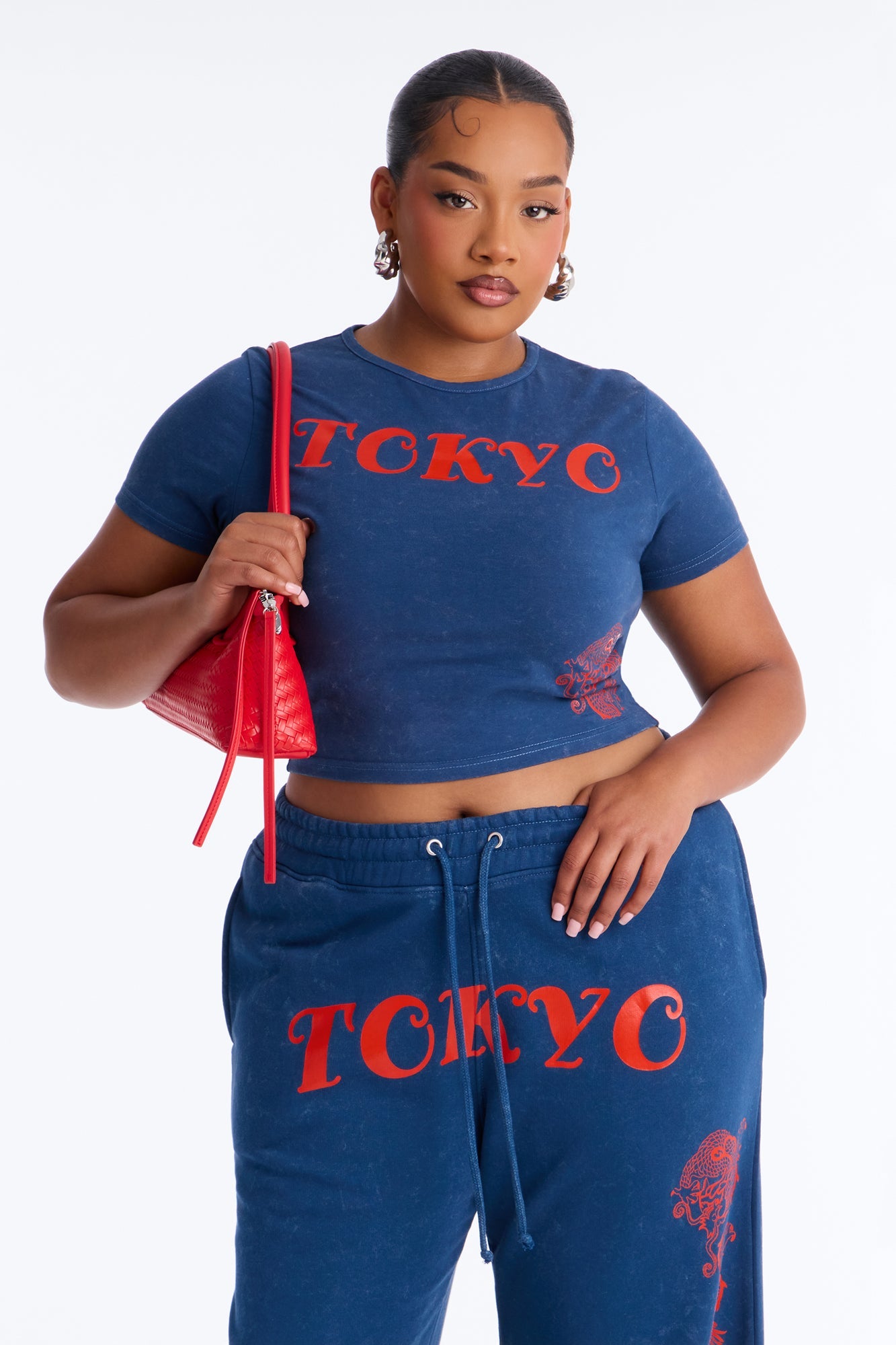 Tokyo Fleece Wide Leg Pant Set - Blue