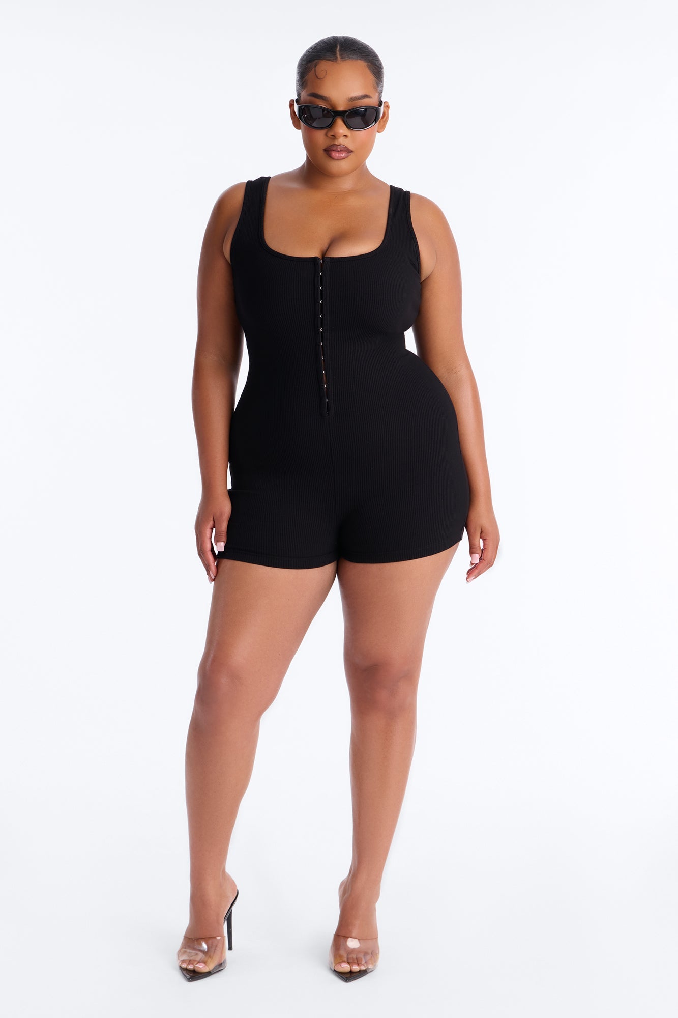 Bec Hook And Eye Snatched Romper - Black