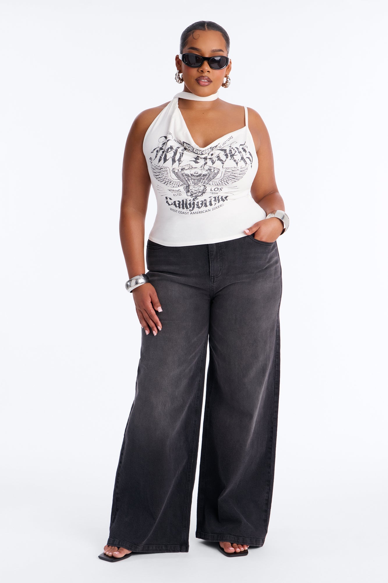 West Coast Moto Scarf Tank Top - White