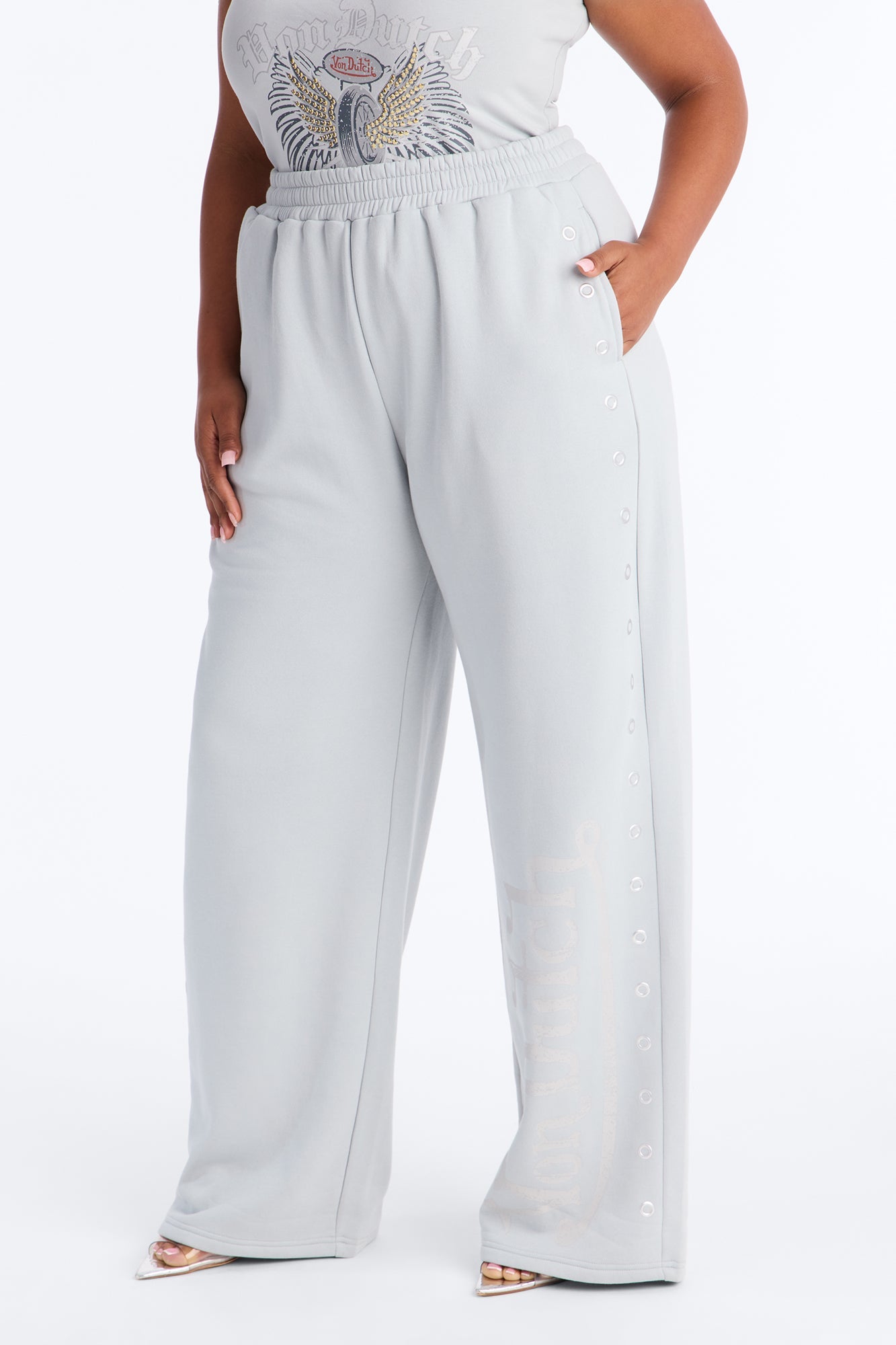 Von Dutch Rocker Wide Leg Pant - Grey