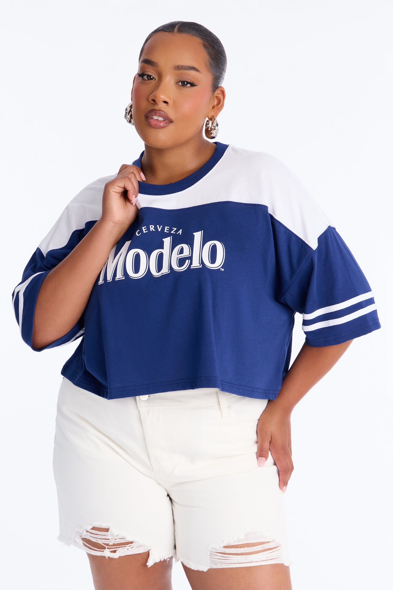 Modelo Collection Rhinestone Jersey - Navy