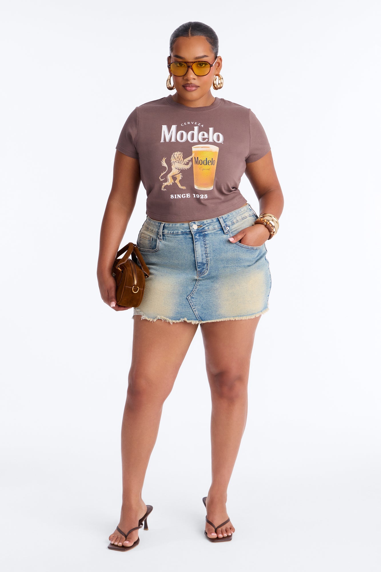 Modelo Collection Rhinestone Baby Tee - Chocolate