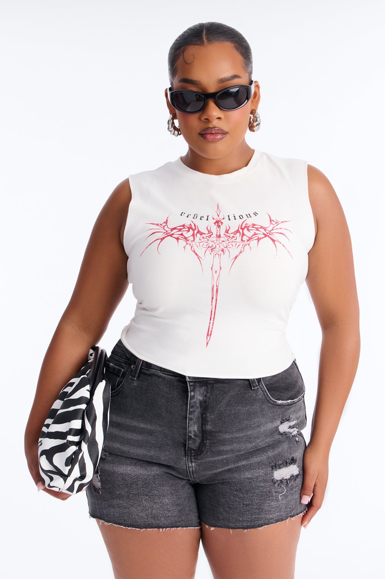 Rebellious Lace Up Tank Top - White