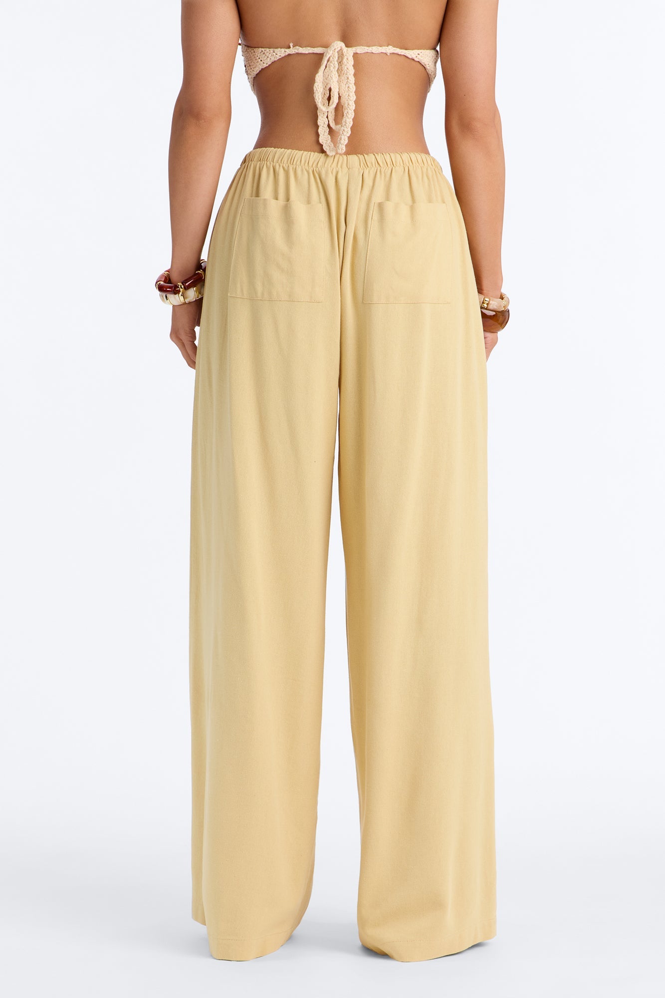 Seaside Soiree Wide Leg Linen Pant - Honey
