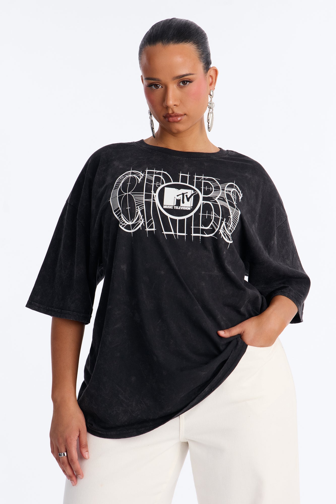 Cribs Oversized Washed Tee - Black Wash