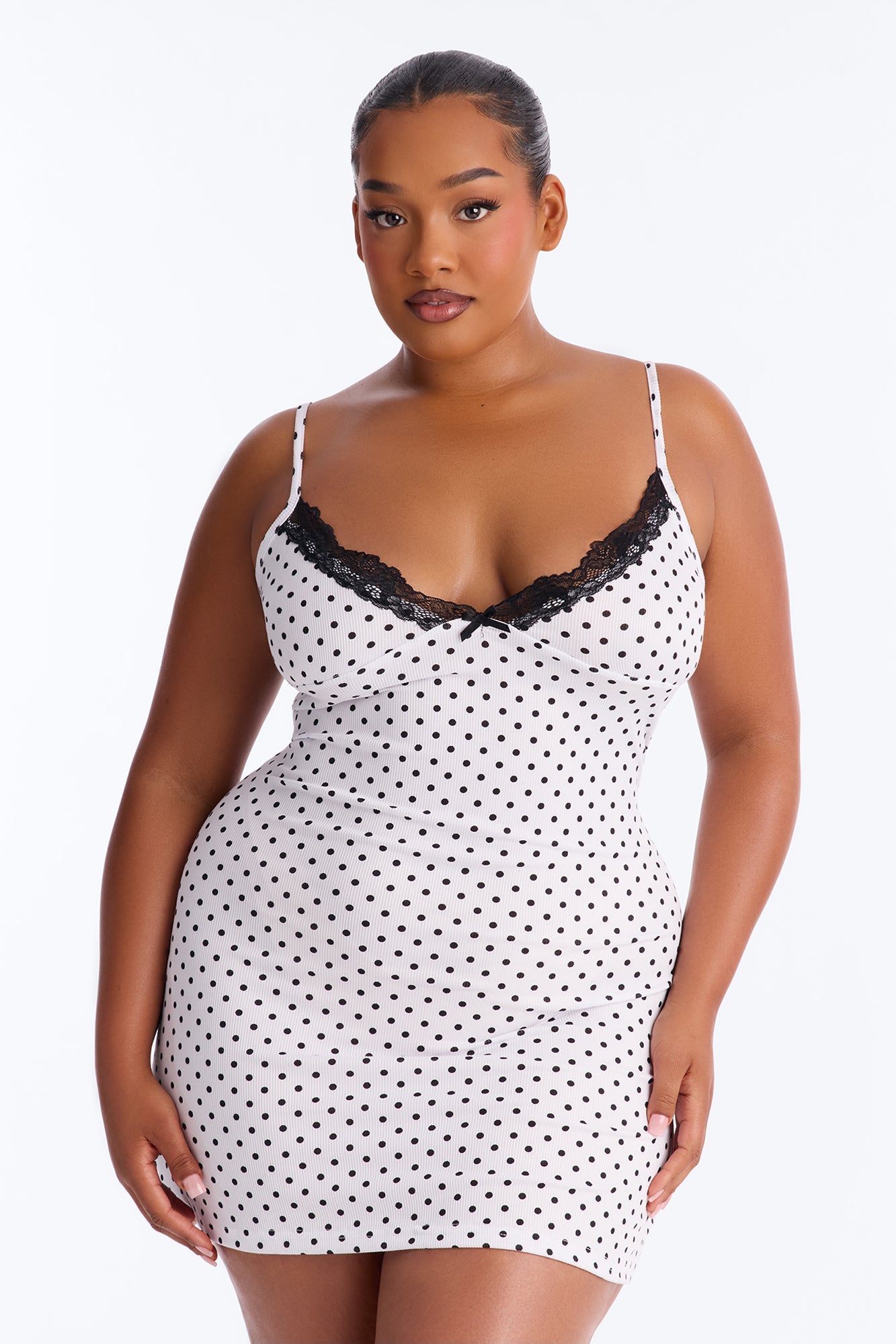 Stay Fresh Polka Dot PJ Sleep Dress - White/Black
