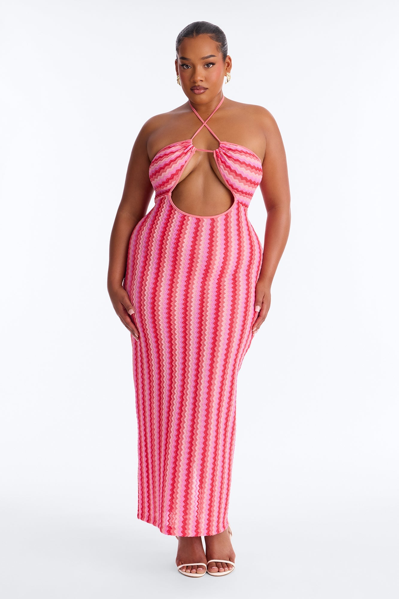 Deep Sea Swim Knit Cover Up Dress - Pink/combo