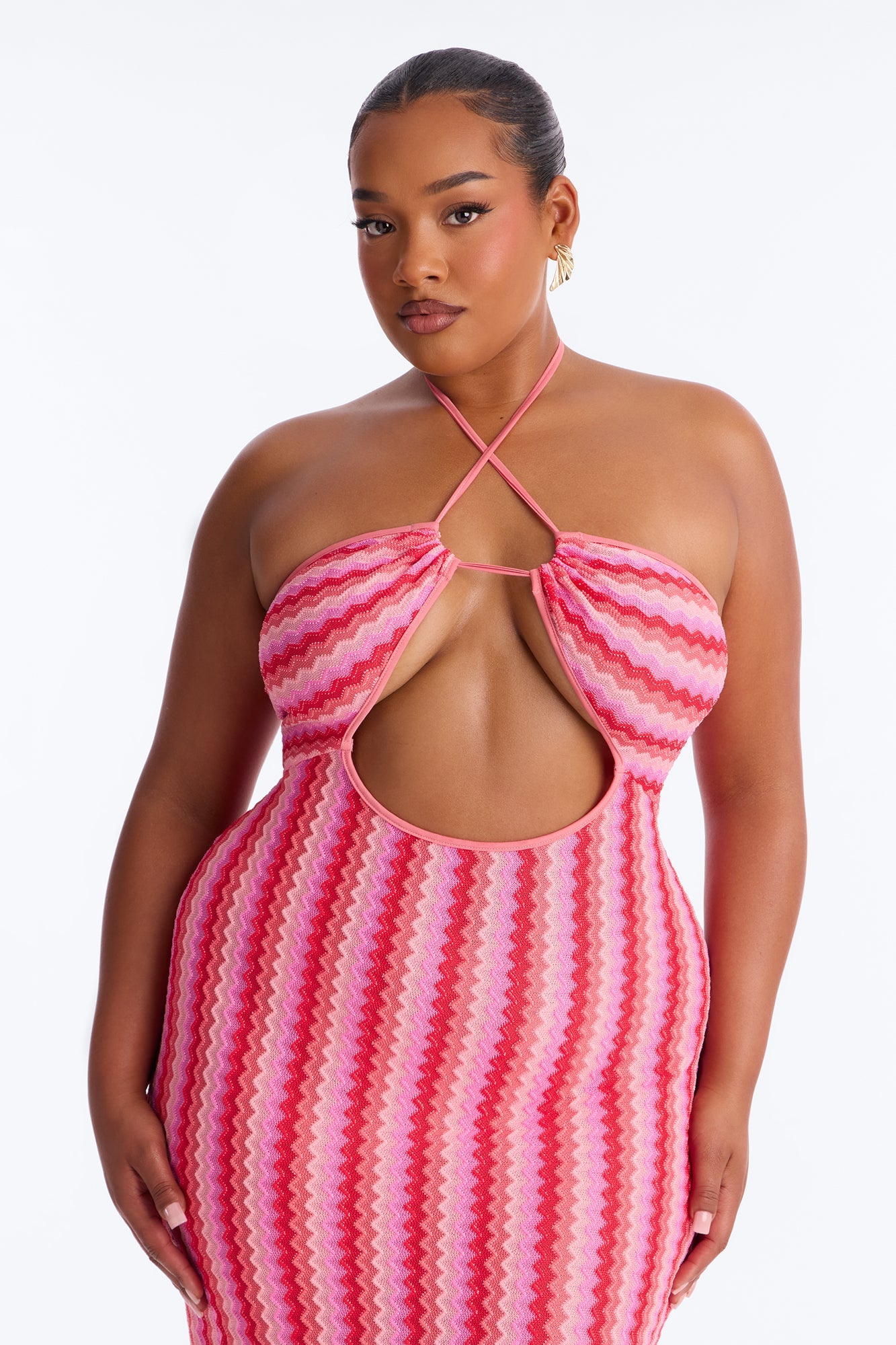 Deep Sea Swim Knit Cover Up Dress - Pink/combo