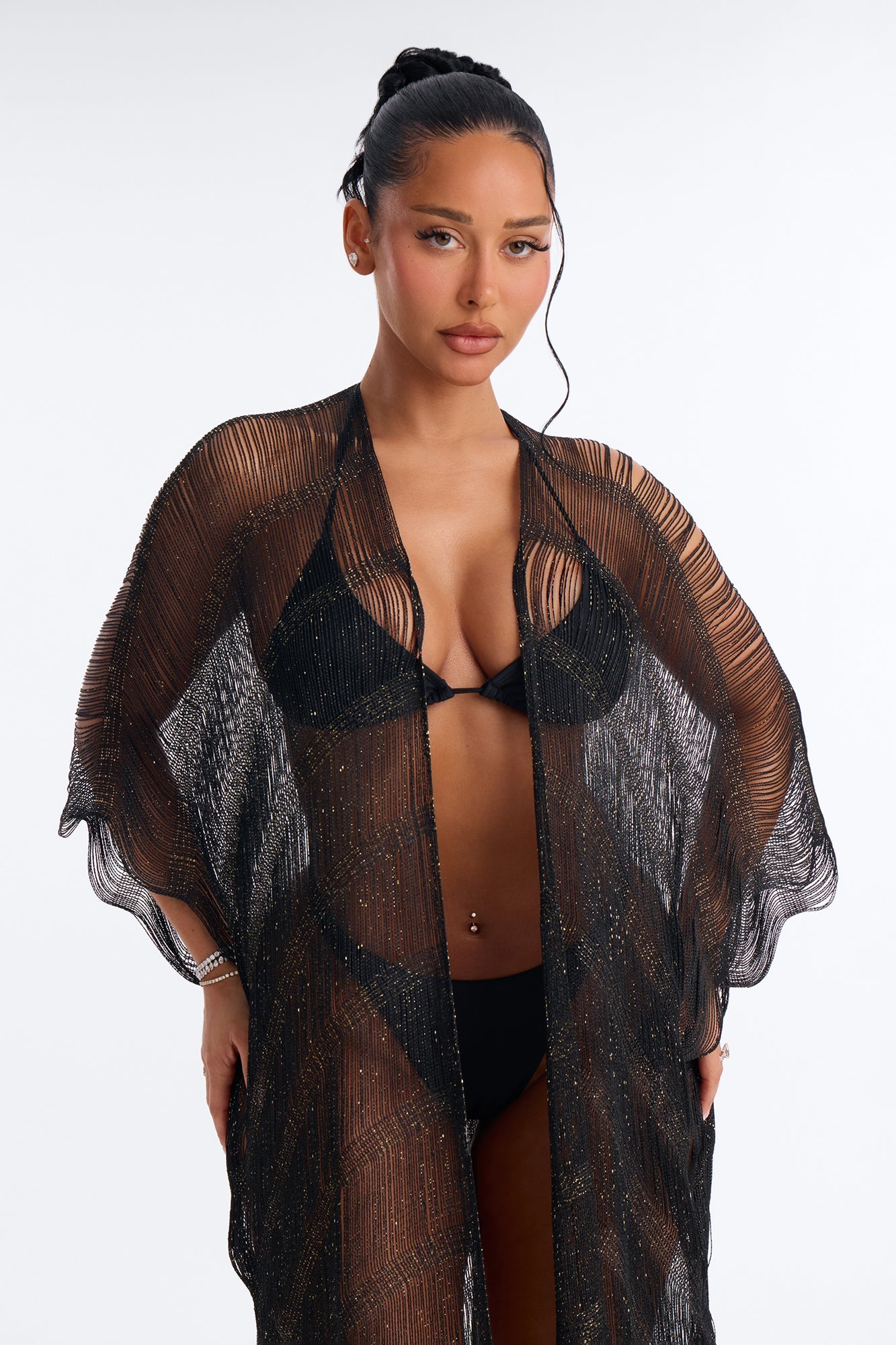 Letty Swim Cover Up Kimono - Black