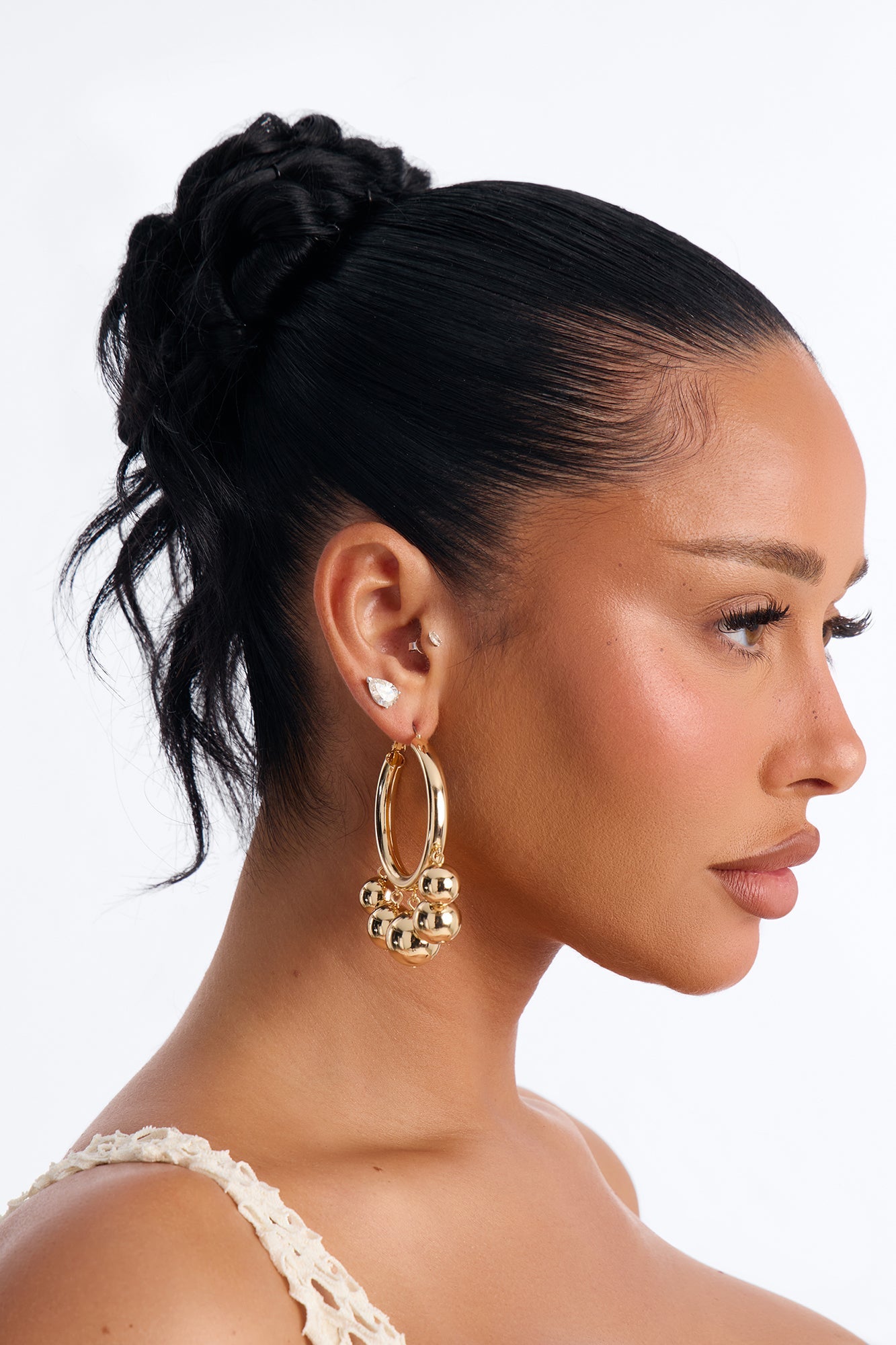 Love Yourself Hardware Hoop Earrings - Gold
