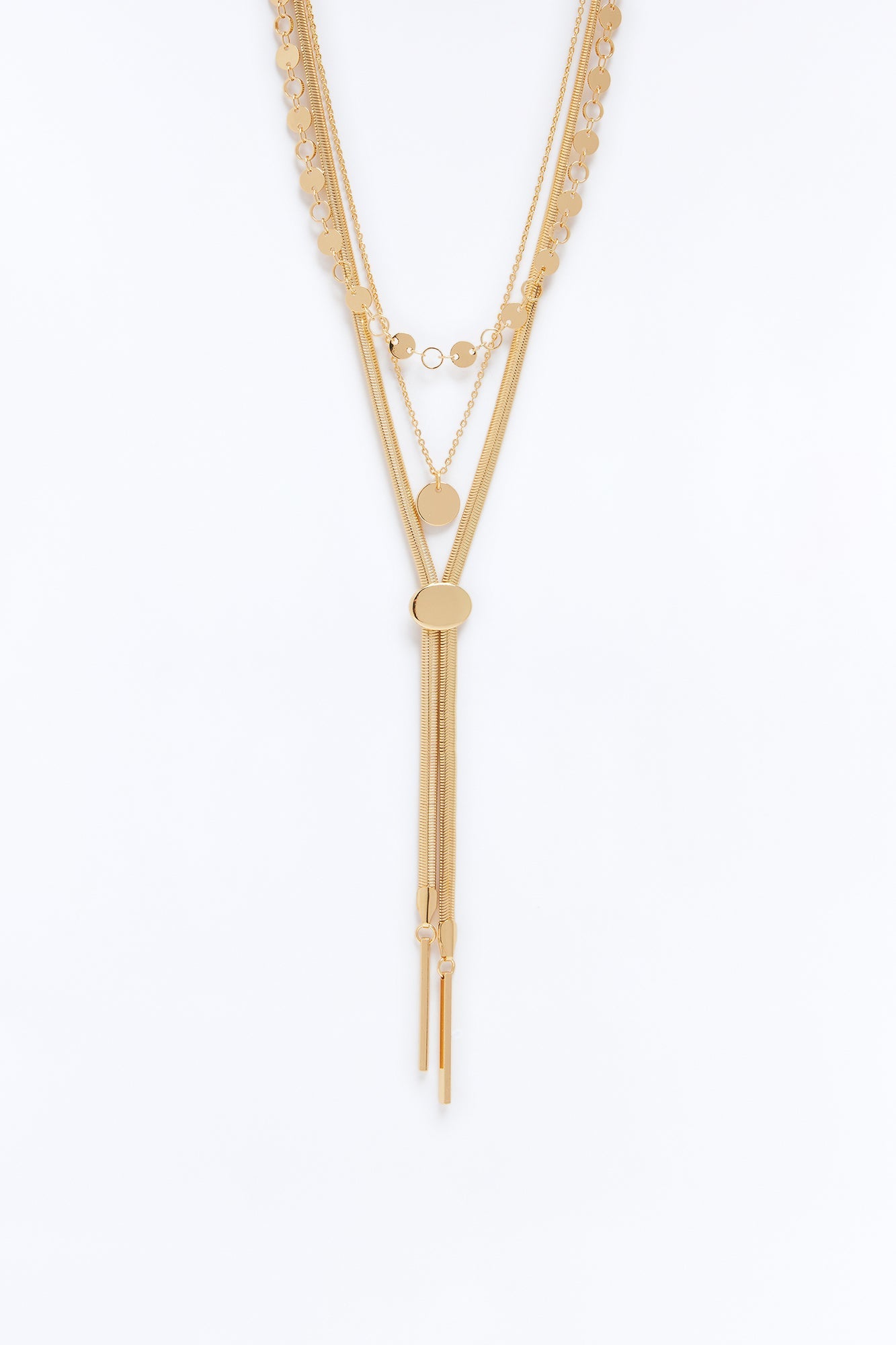 Far Tide Layered Lariat Necklace - Gold