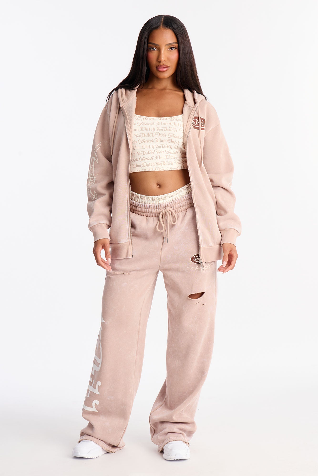 Von Dutch All Over Micro Tank - Taupe