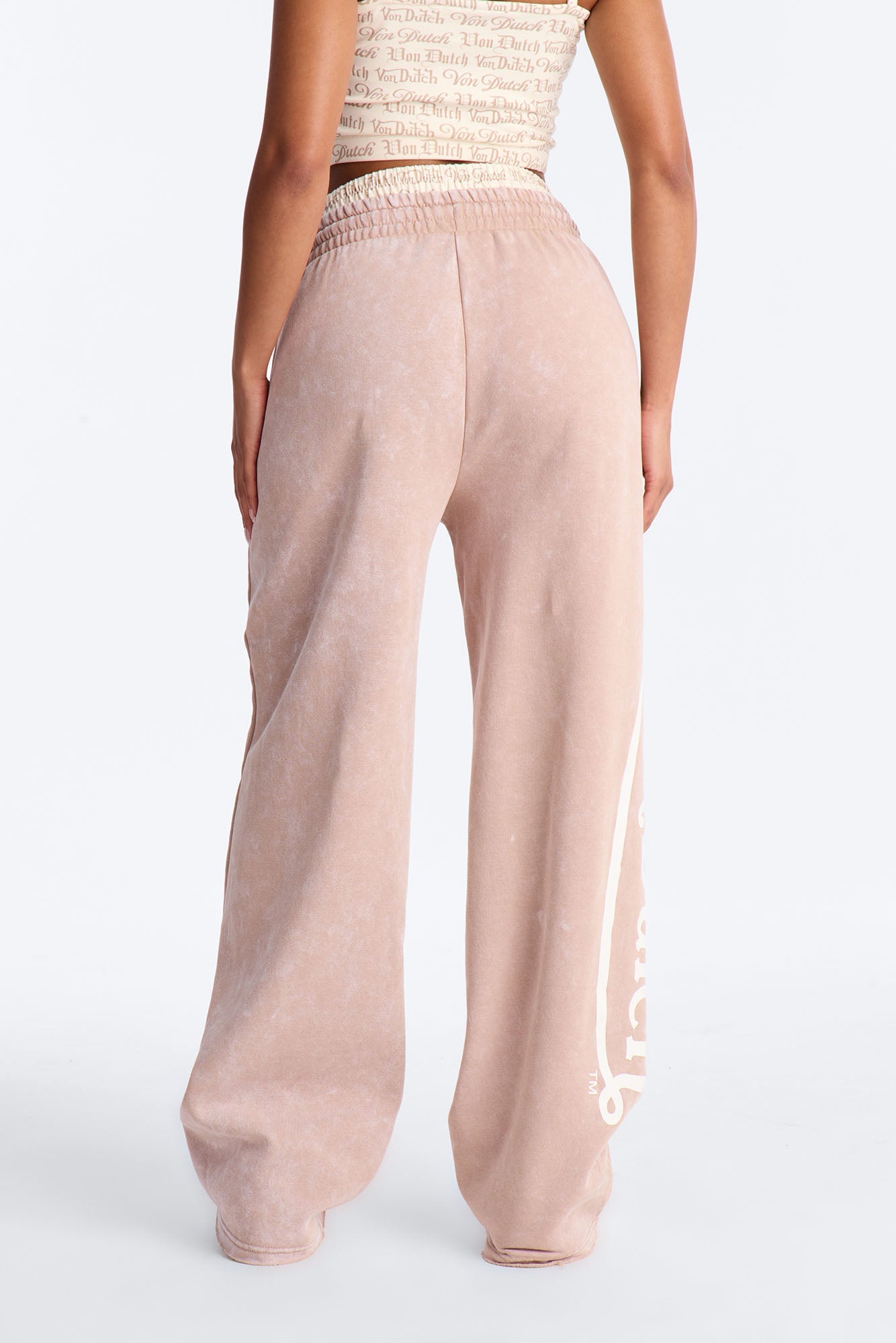 Von Dutch Wide Leg Washed Pant - Taupe