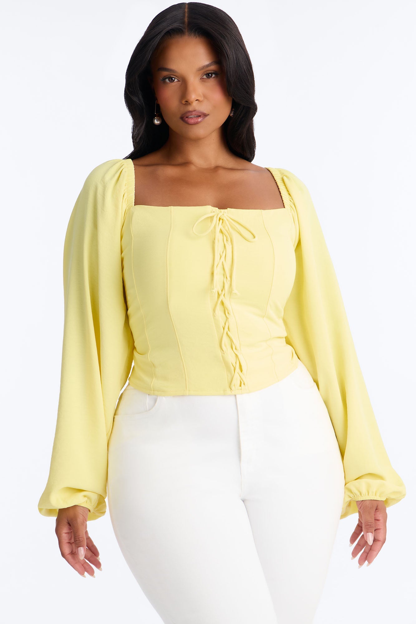 Out To Play Lace Up Airflow Top - Butter Yellow
