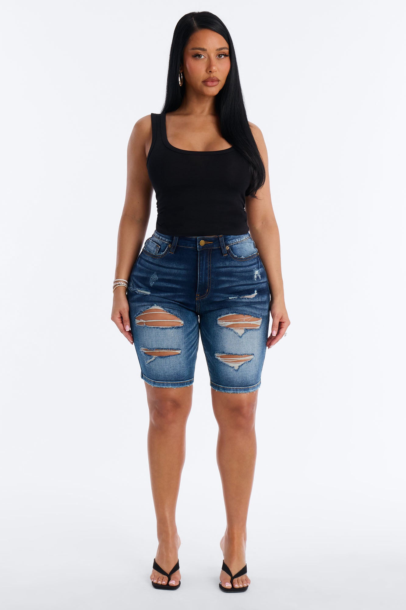 Everyday Cotton Blend Scoop Neck Tank Top - Black
