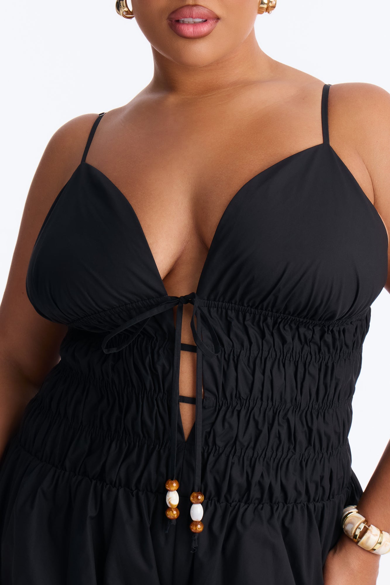 Vacation Muse Beaded Wide Leg Jumpsuit - Black