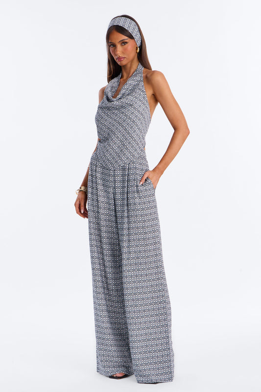 Bailey 3 Piece Halter Pant Set - Black/combo
