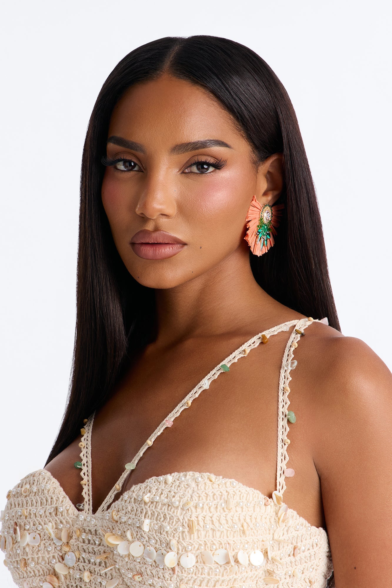 Rio Carnival Earrings - Peach/combo