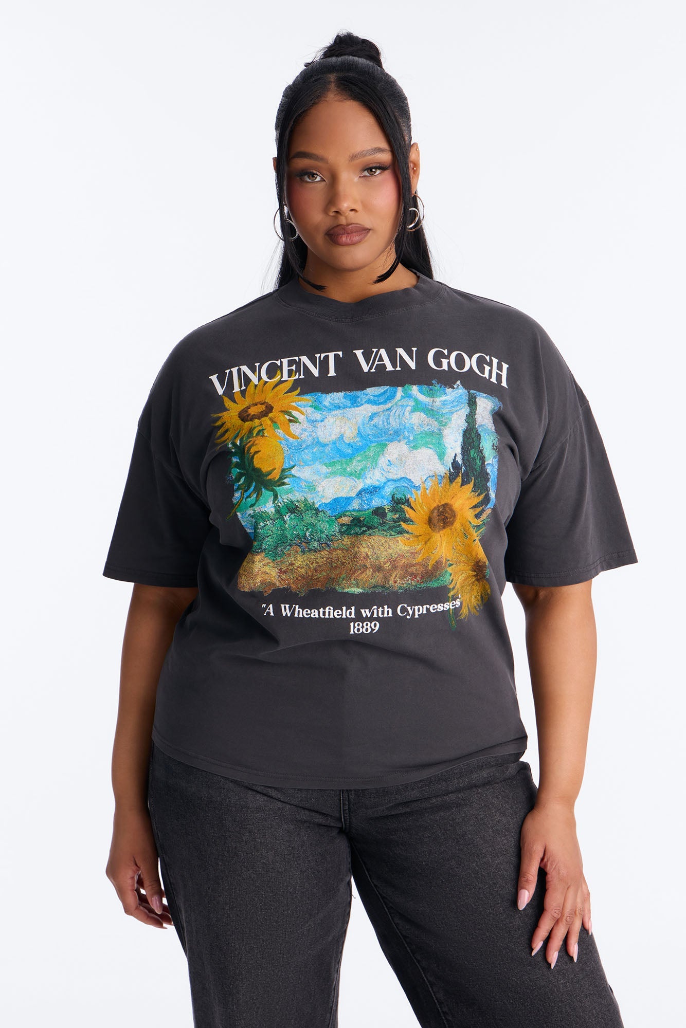 Vincent Van Gogh Sunflower Tee - Black Wash