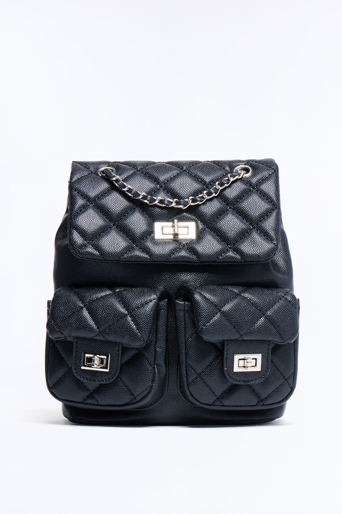 Packed In Style Faux Leather Backpack - Black