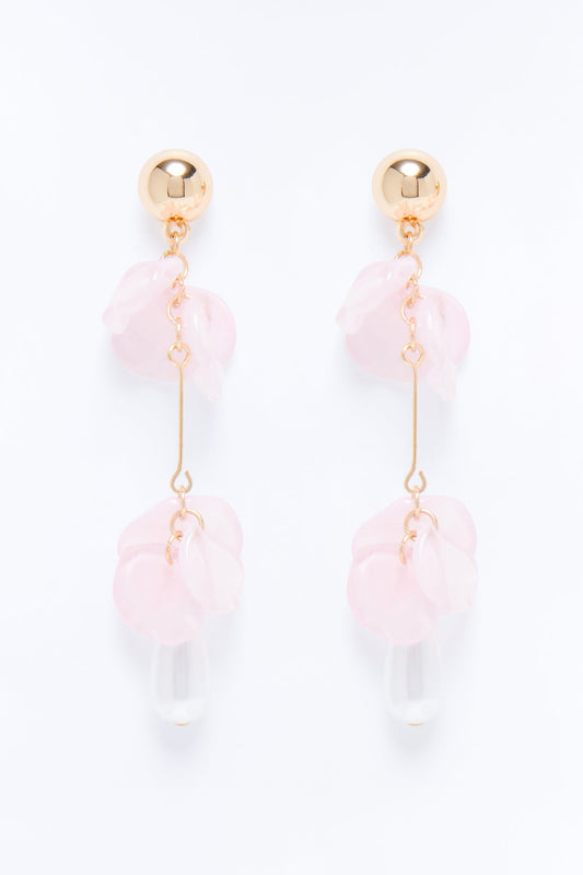 Harmony Flower Drop Earrings - Gold/Pink
