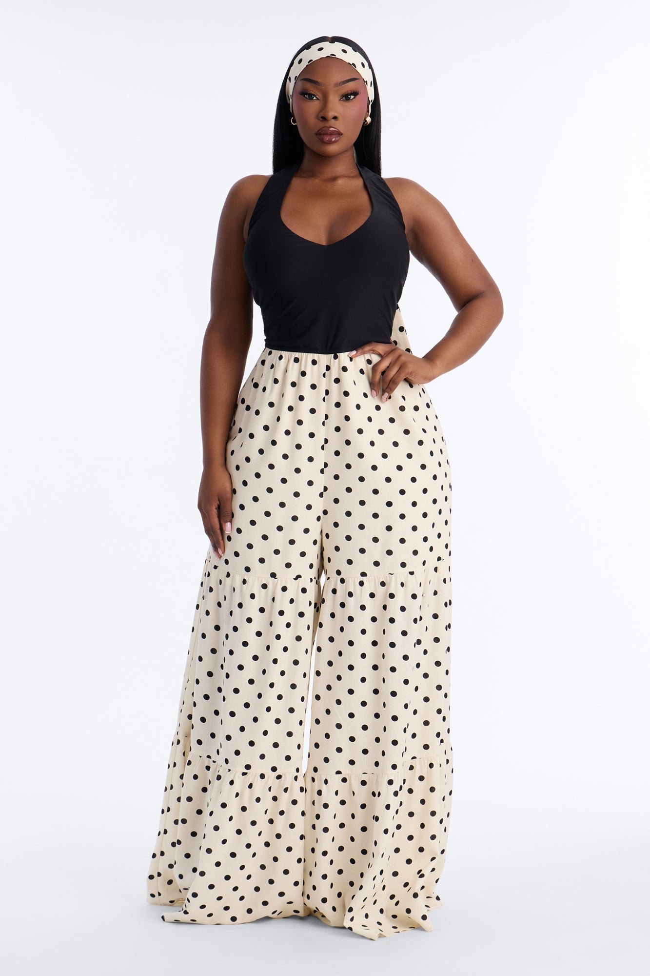 Off To Italy Polka Dot 2 Piece Jumpsuit Set - Black/combo