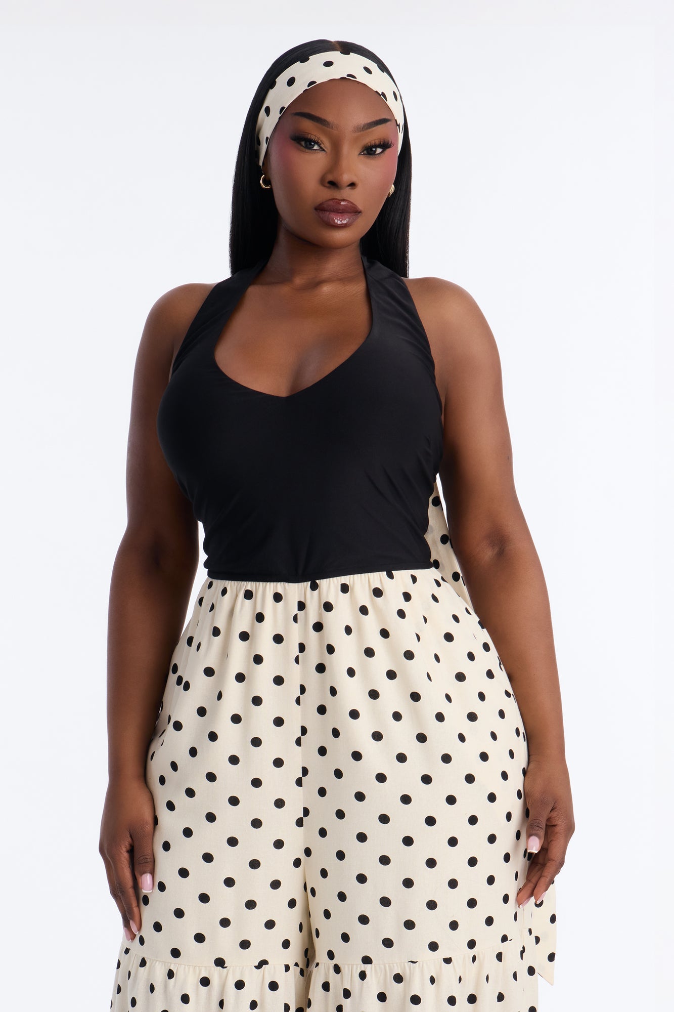 Off To Italy Polka Dot 2 Piece Jumpsuit Set - Black/combo