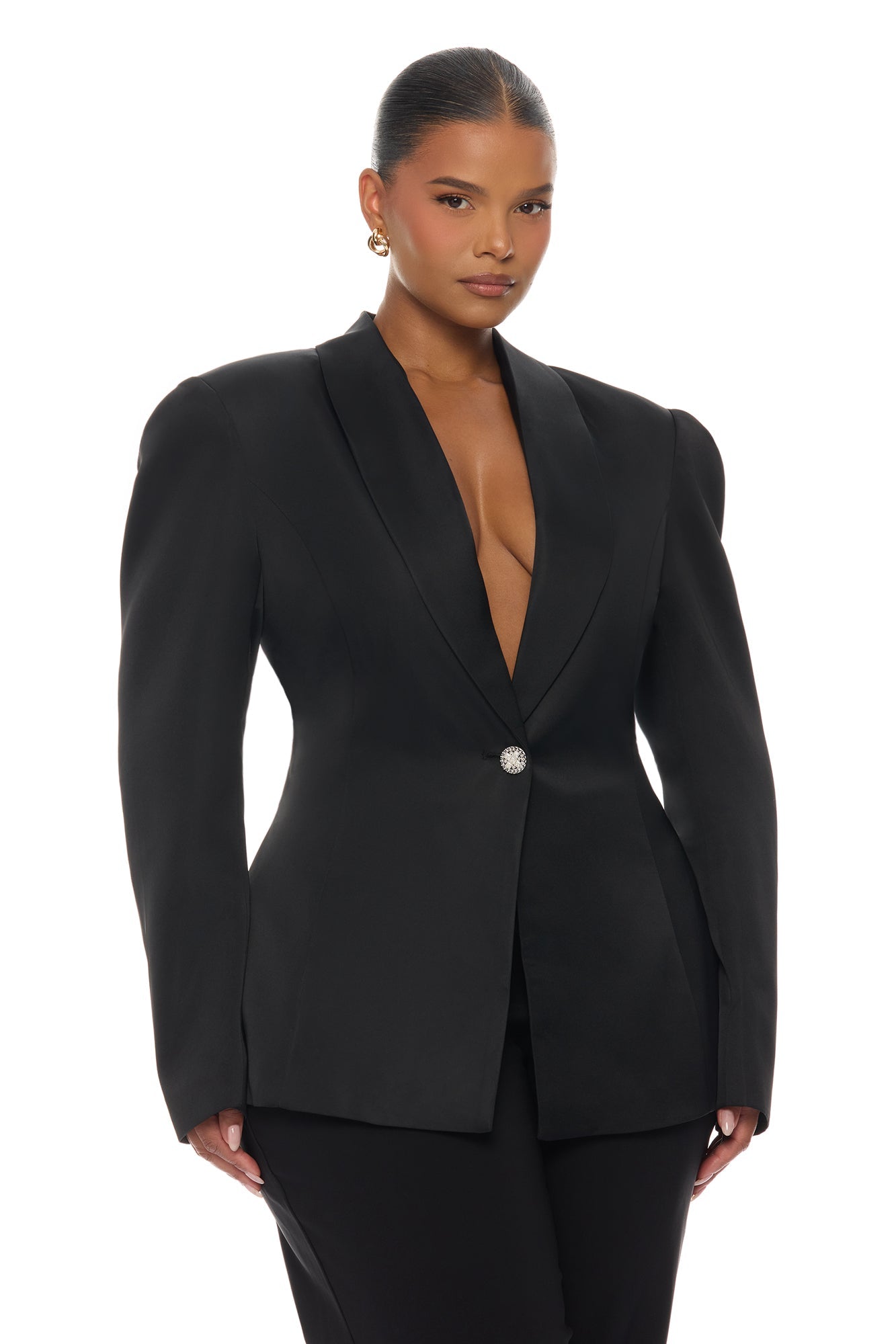 Hallie Pleated Blazer Pant Set - Black
