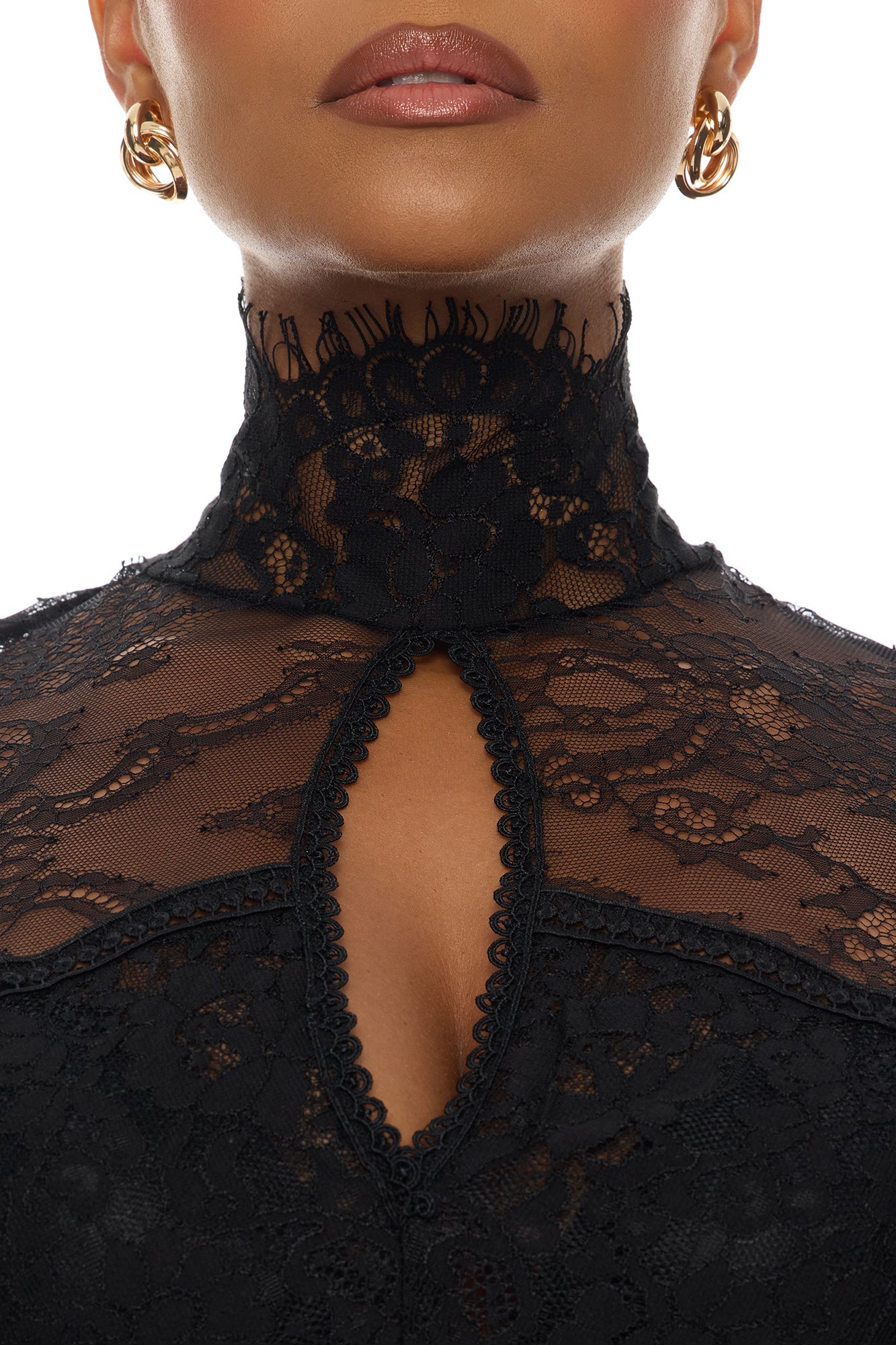 Lana Sheer Lace Mini Dress - Black