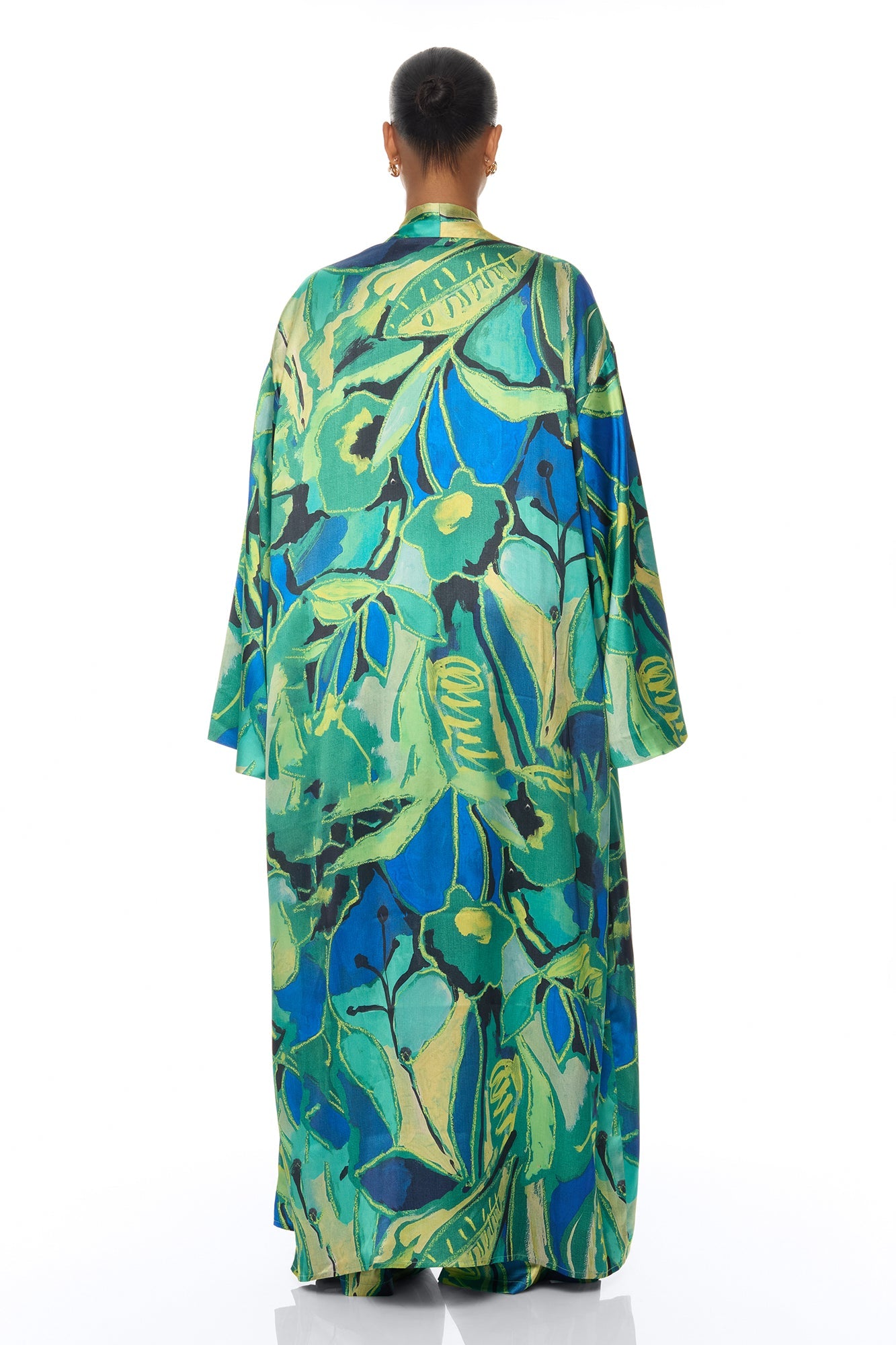 Pure Luxury 3 Piece Satin Kimono Set - Green/combo