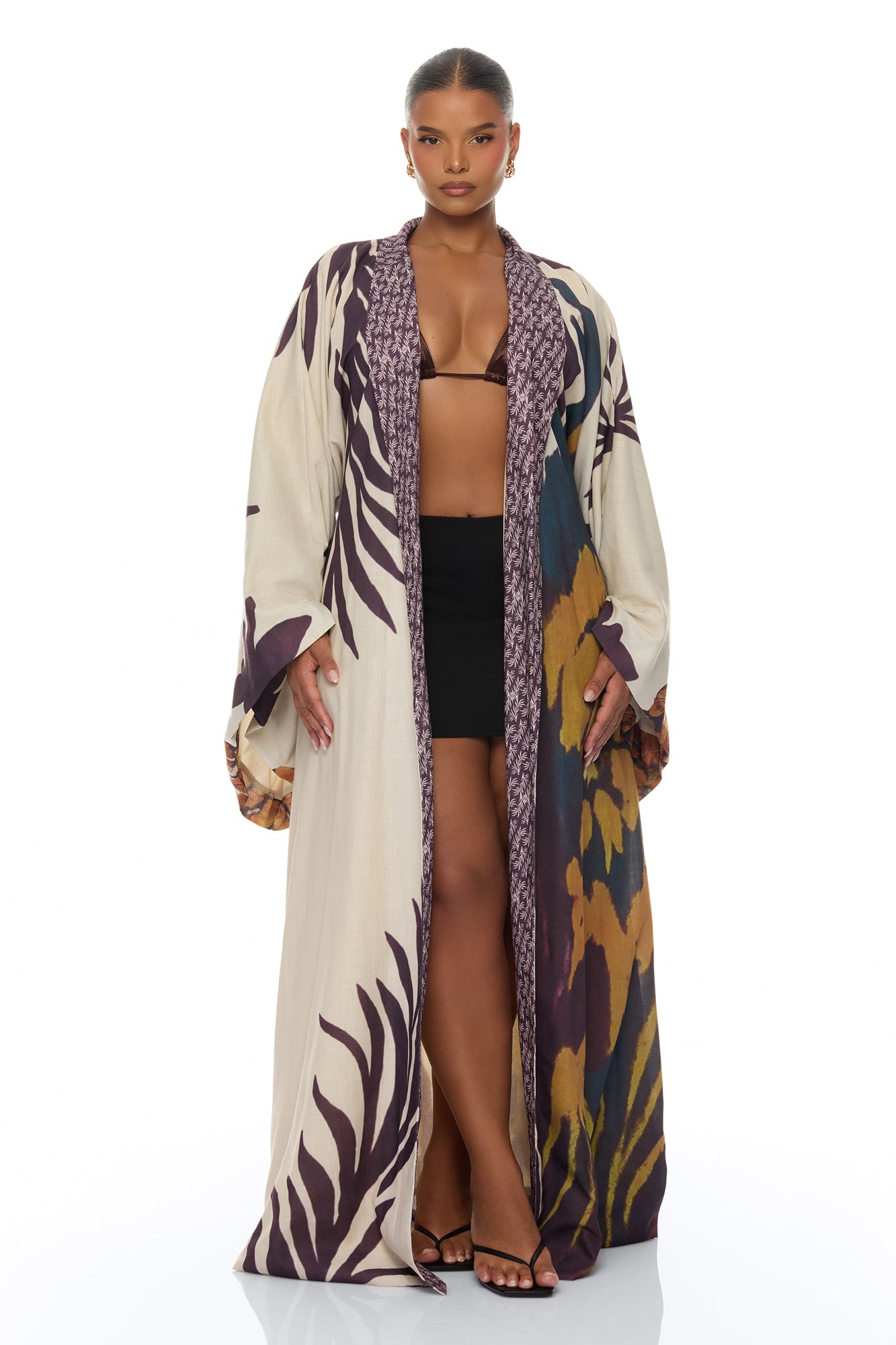 Samira Tie Waist Linen Maxi Dress - Taupe/combo