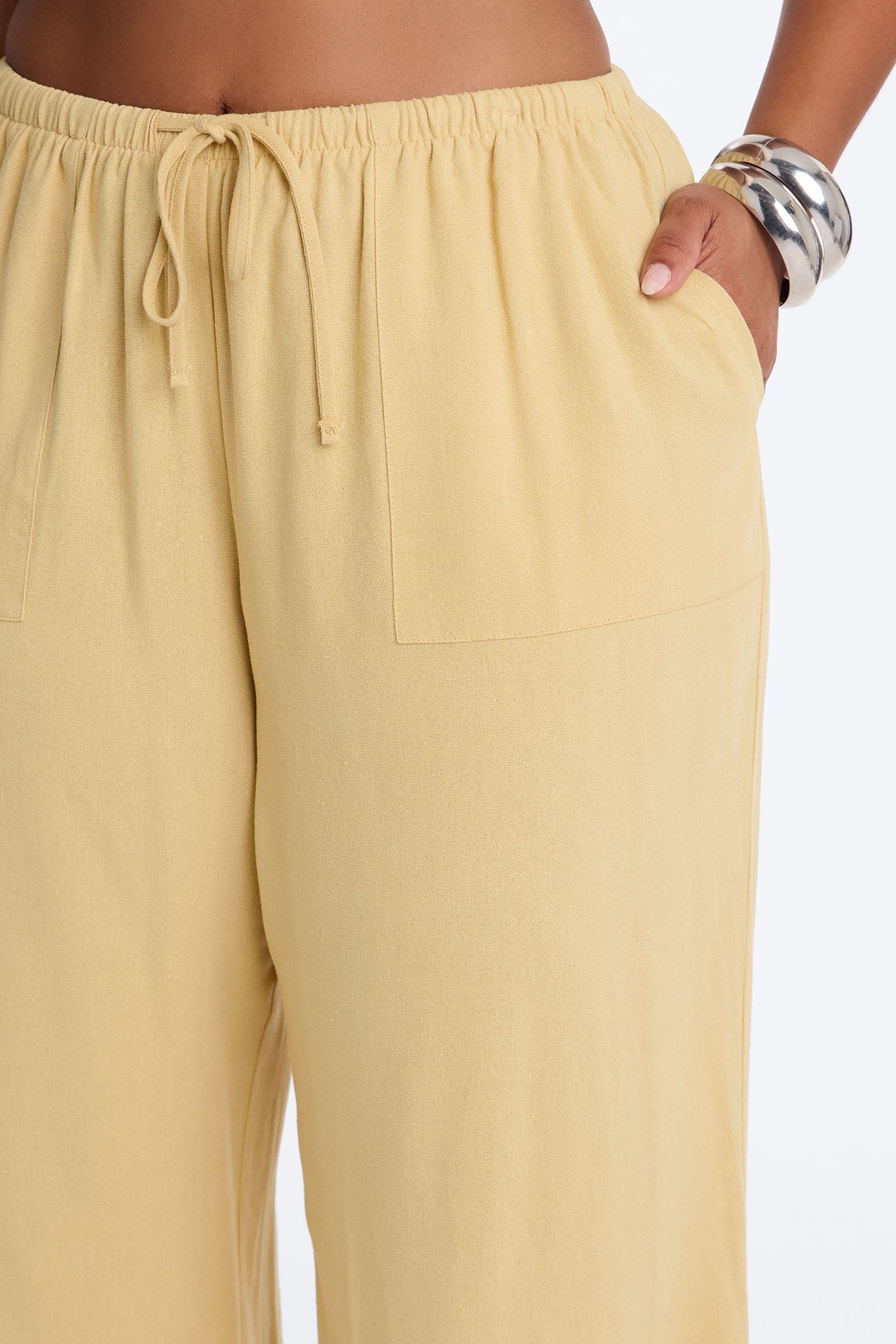 Seaside Soiree Wide Leg Linen Pant - Honey