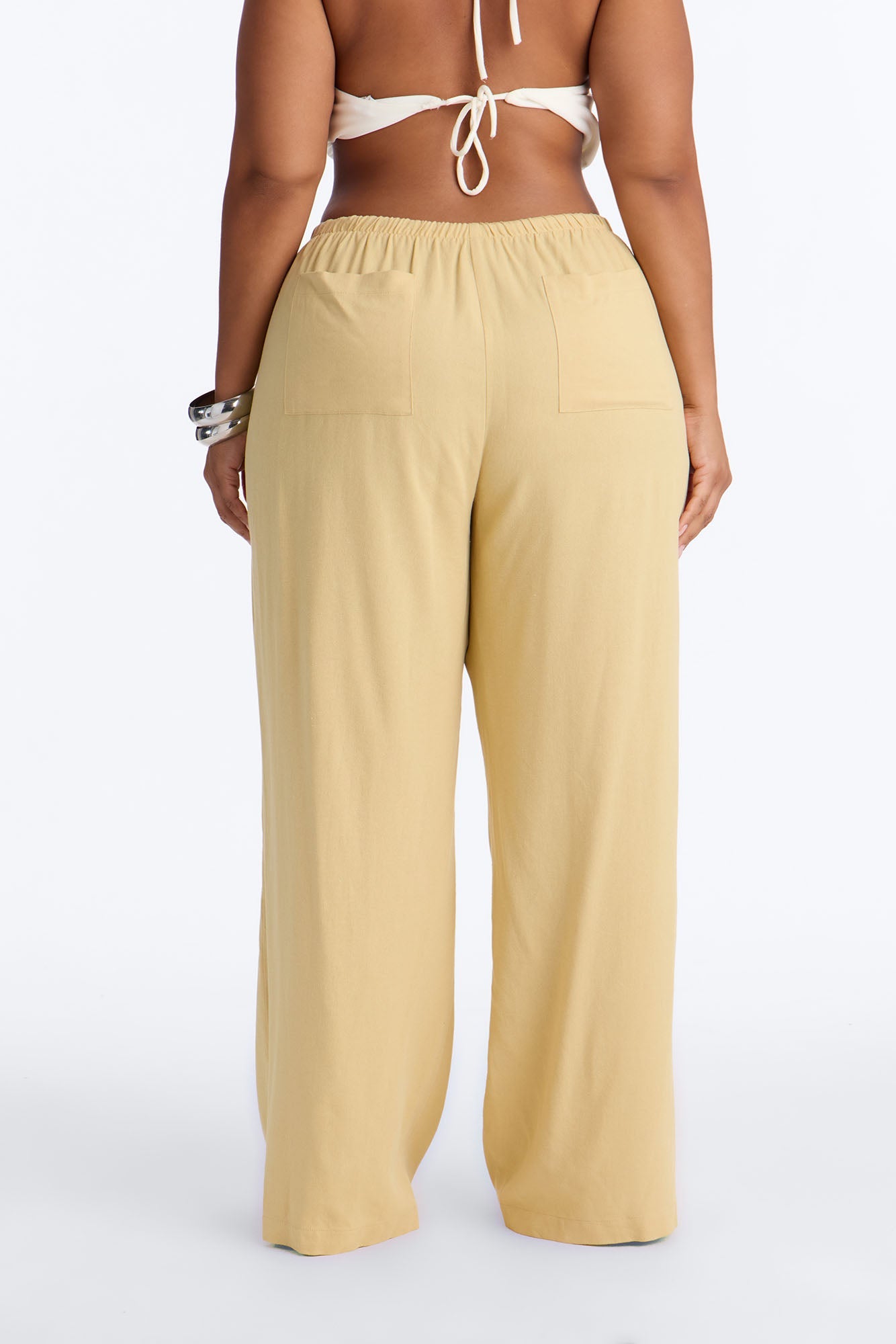 Seaside Soiree Wide Leg Linen Pant - Honey