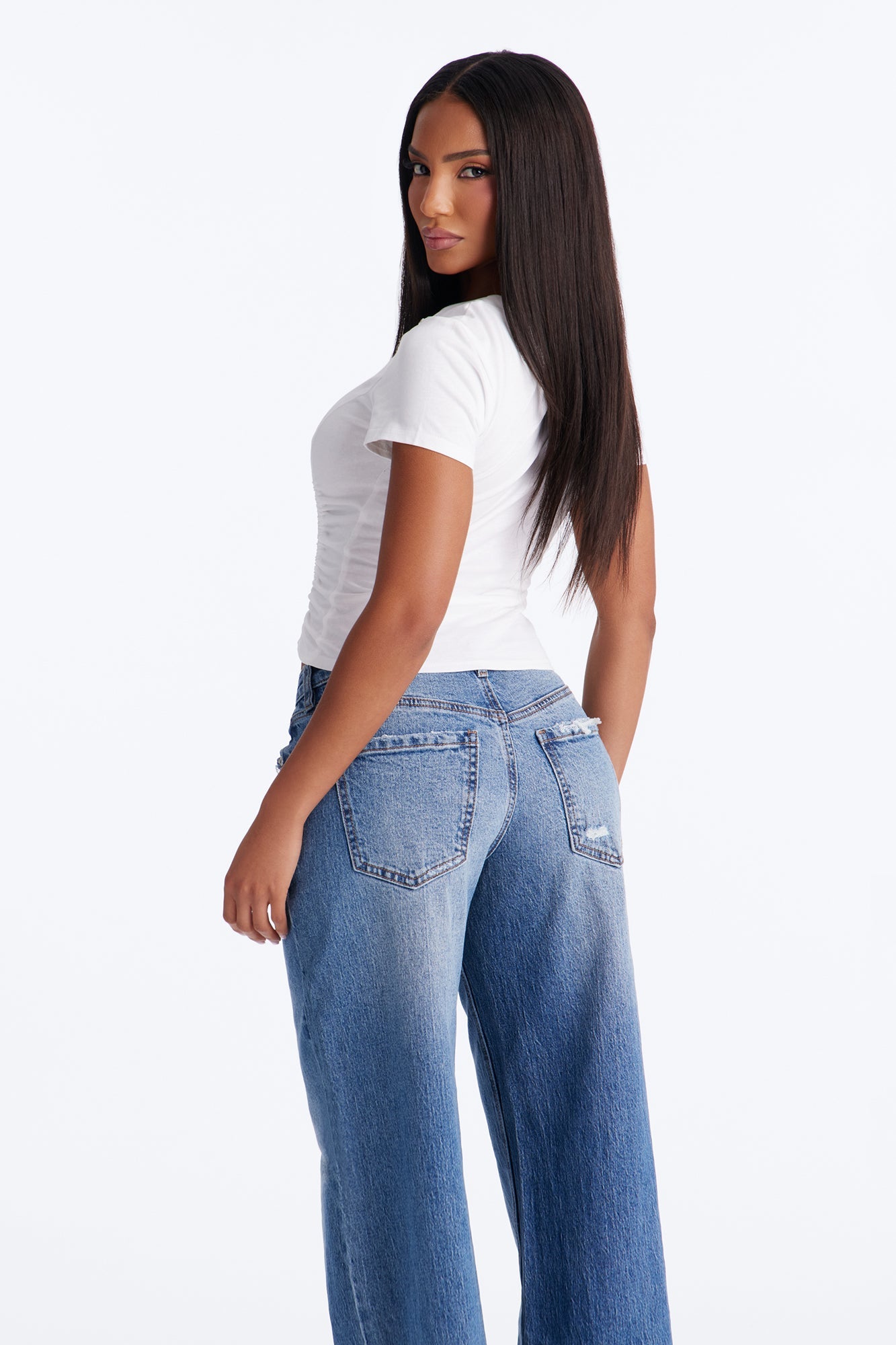 Unzip Me Ruched Short Sleeve Top - White